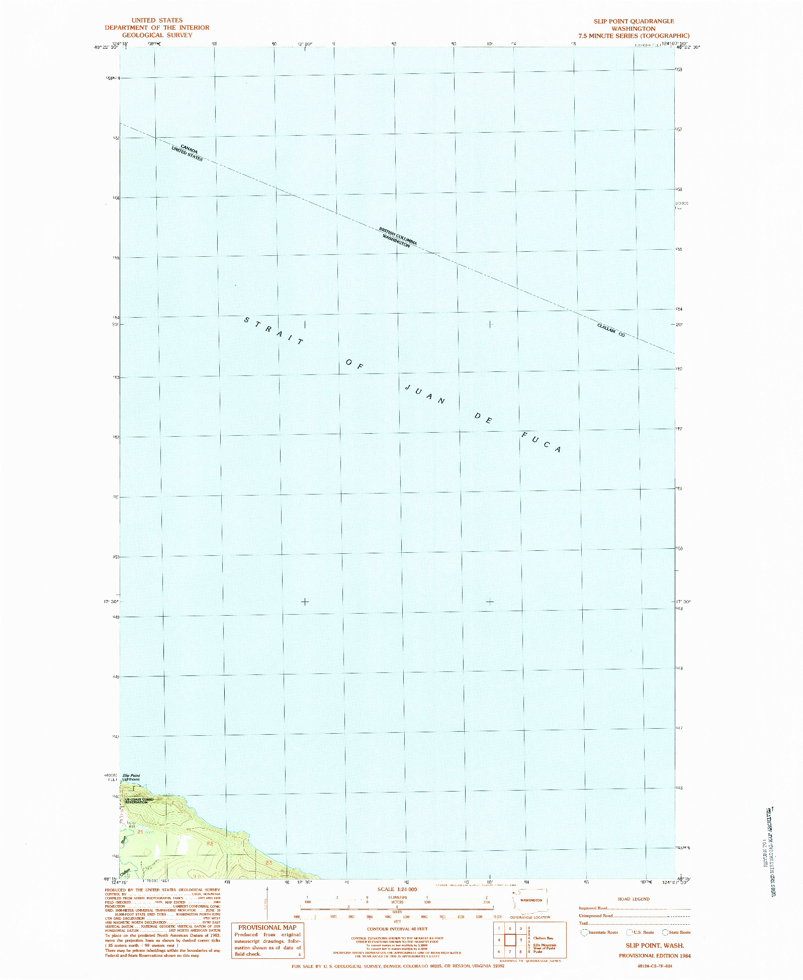 USGS 1:24000-SCALE QUADRANGLE FOR SLIP POINT, WA 1984