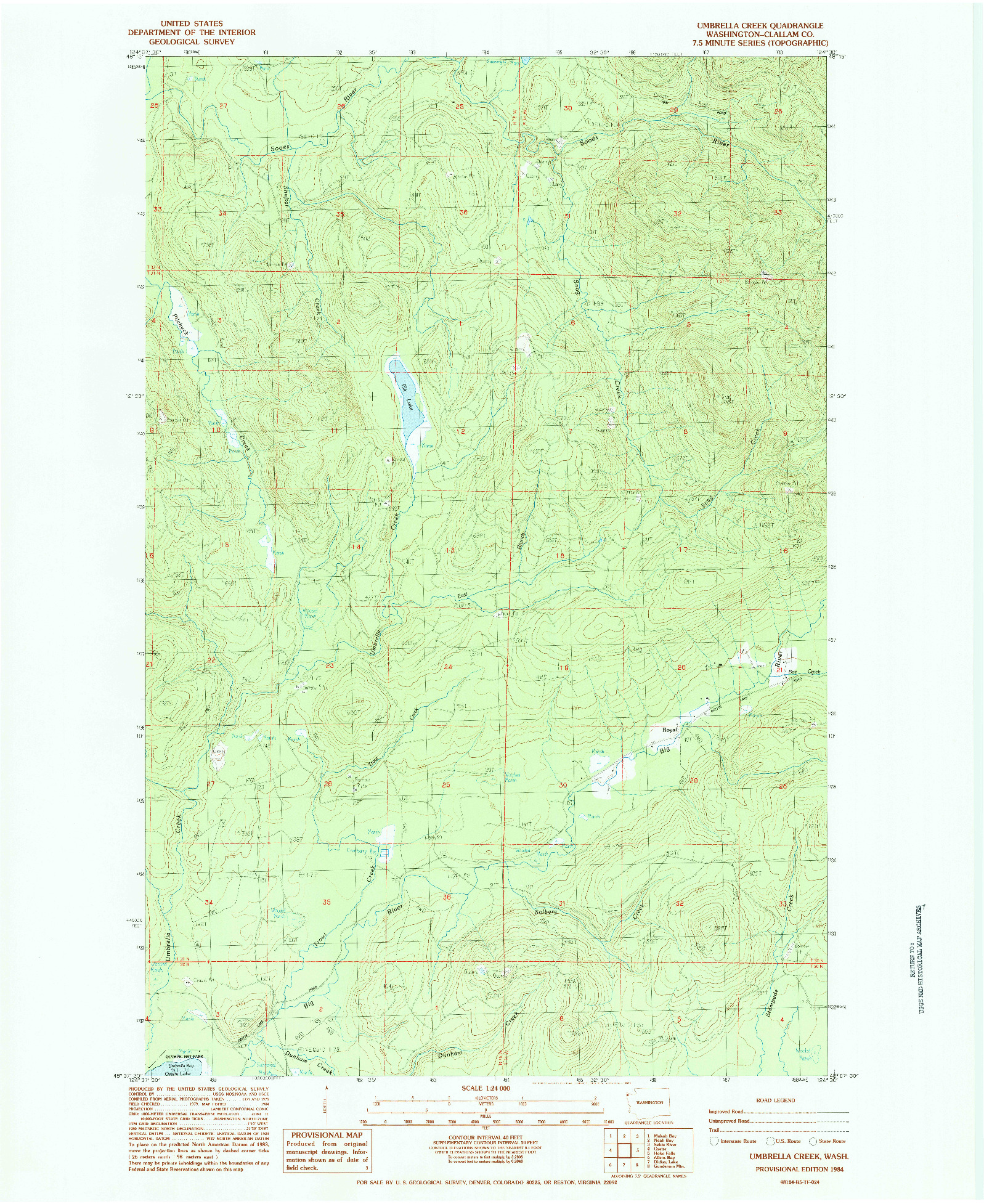 USGS 1:24000-SCALE QUADRANGLE FOR UMBRELLA CREEK, WA 1984