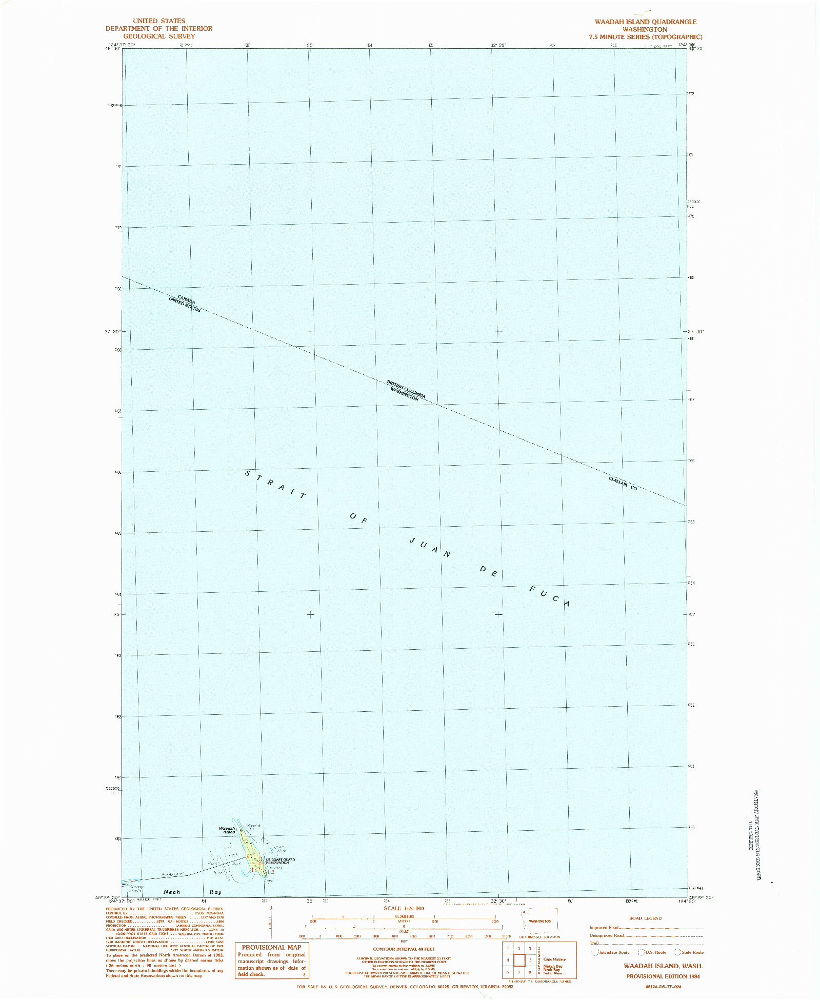 USGS 1:24000-SCALE QUADRANGLE FOR WAADAH ISLAND, WA 1984