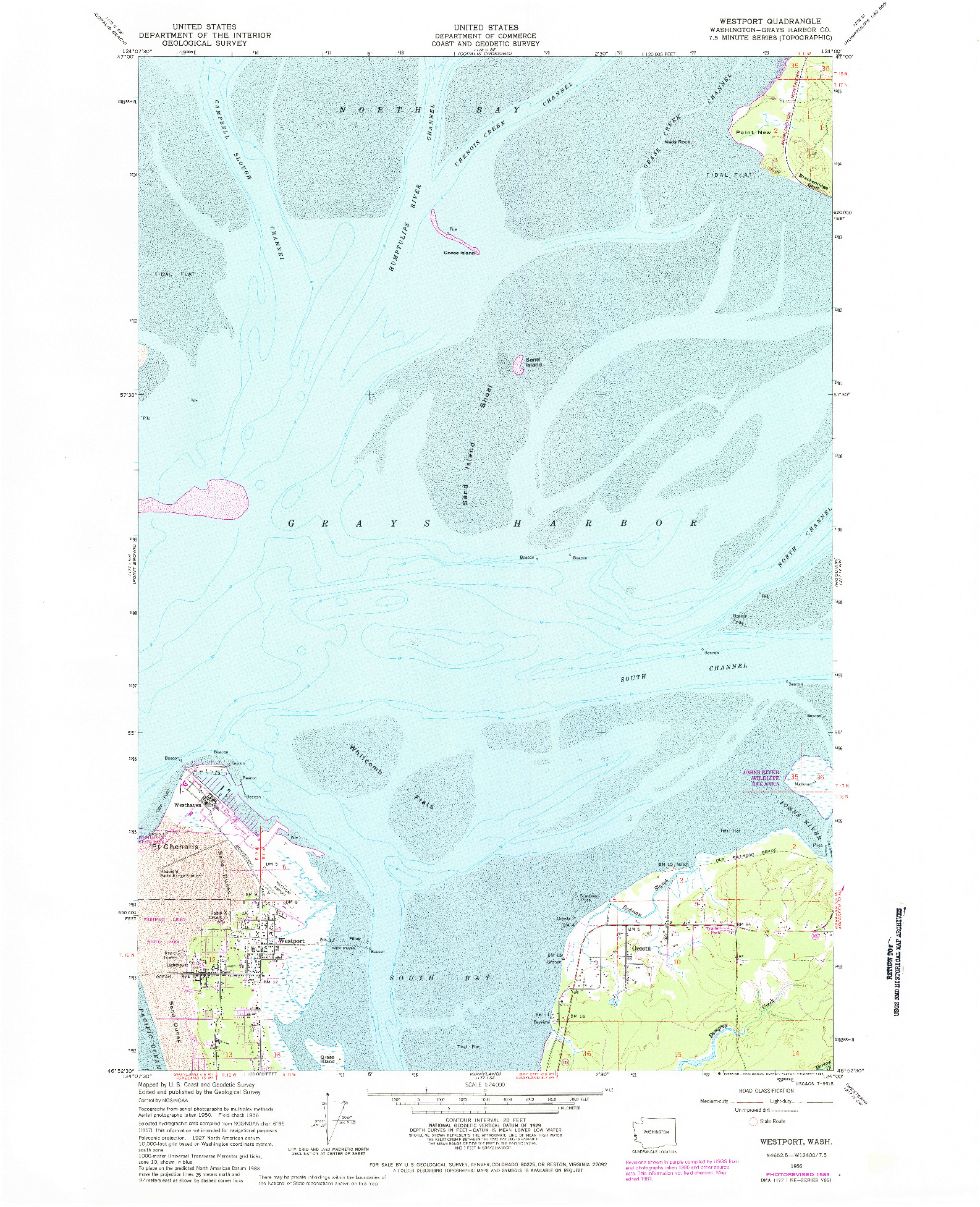 USGS 1:24000-SCALE QUADRANGLE FOR WESTPORT, WA 1956