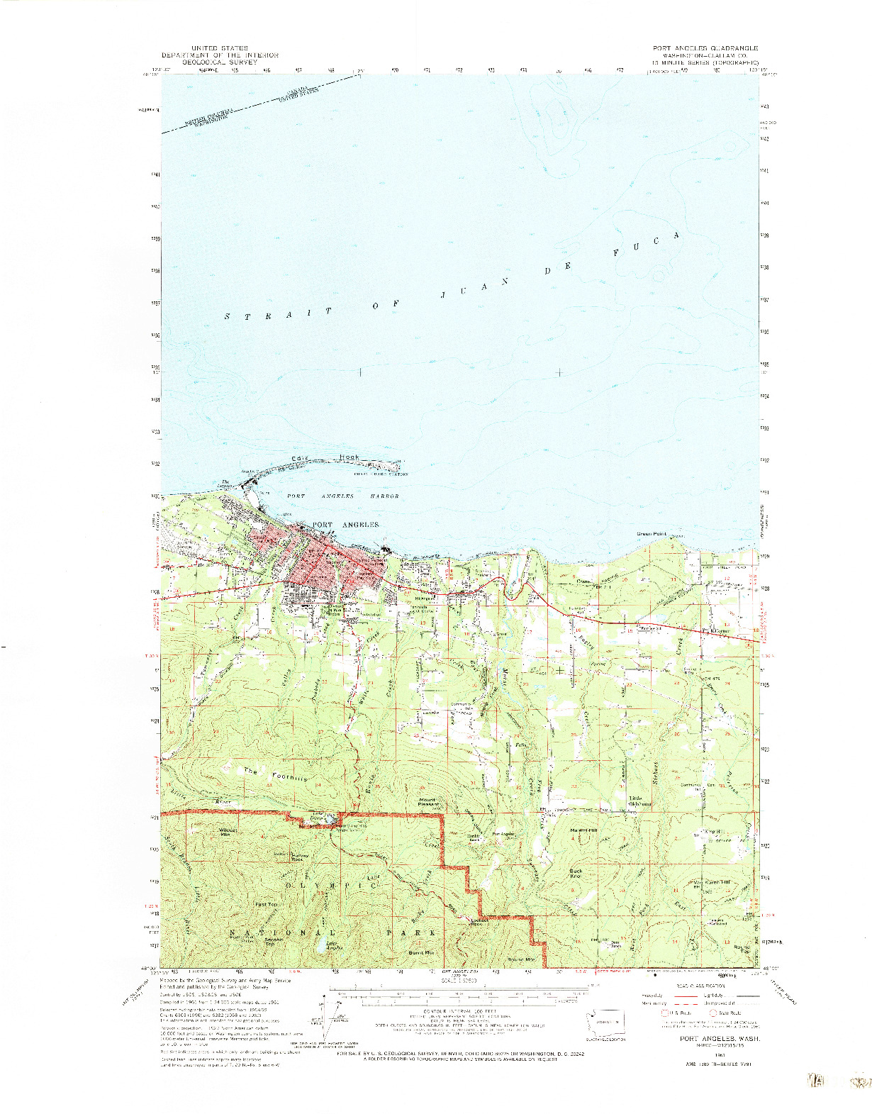 USGS 1:62500-SCALE QUADRANGLE FOR PORT ANGELES, WA 1961