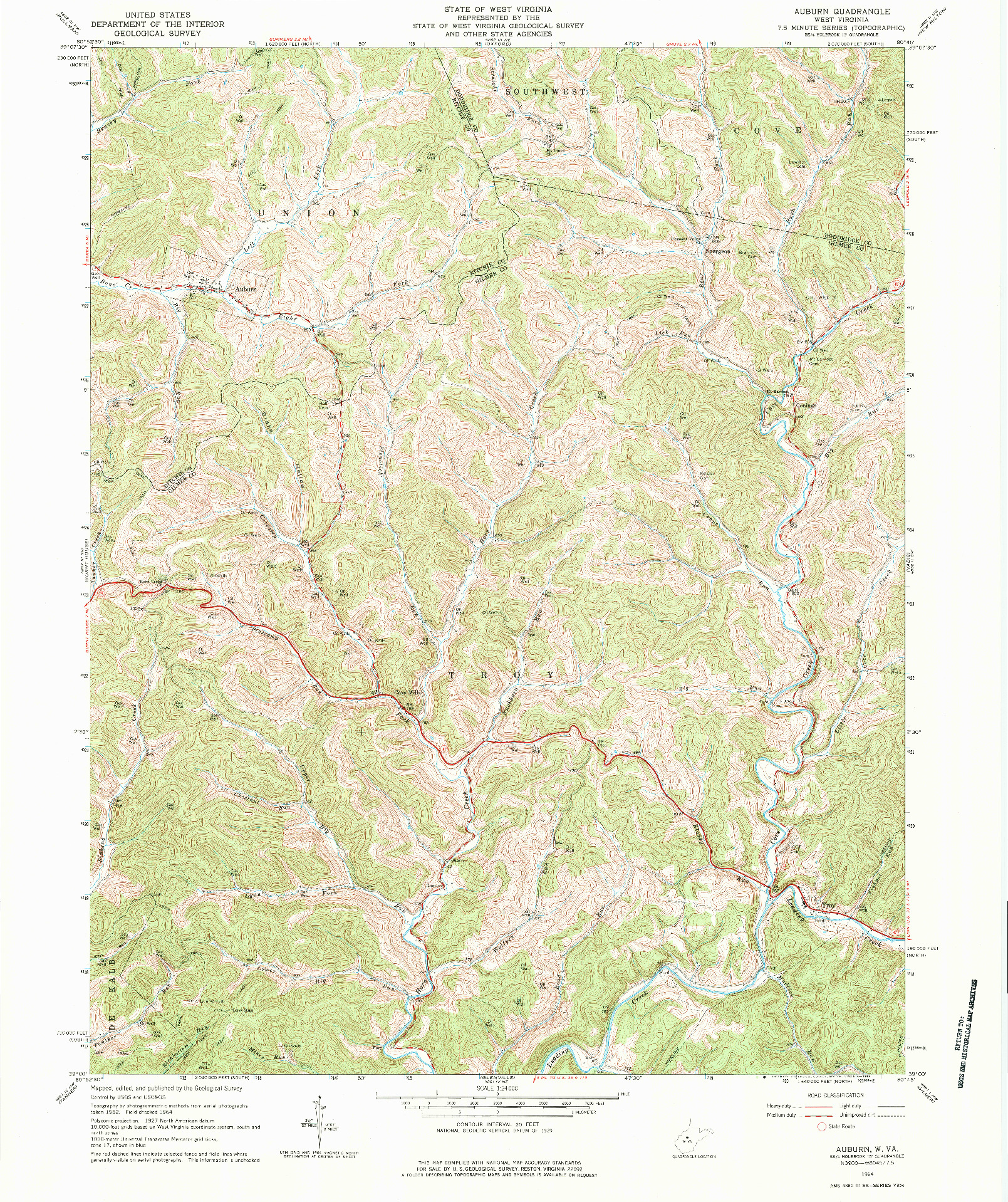 USGS 1:24000-SCALE QUADRANGLE FOR ASBURY, WV 1964