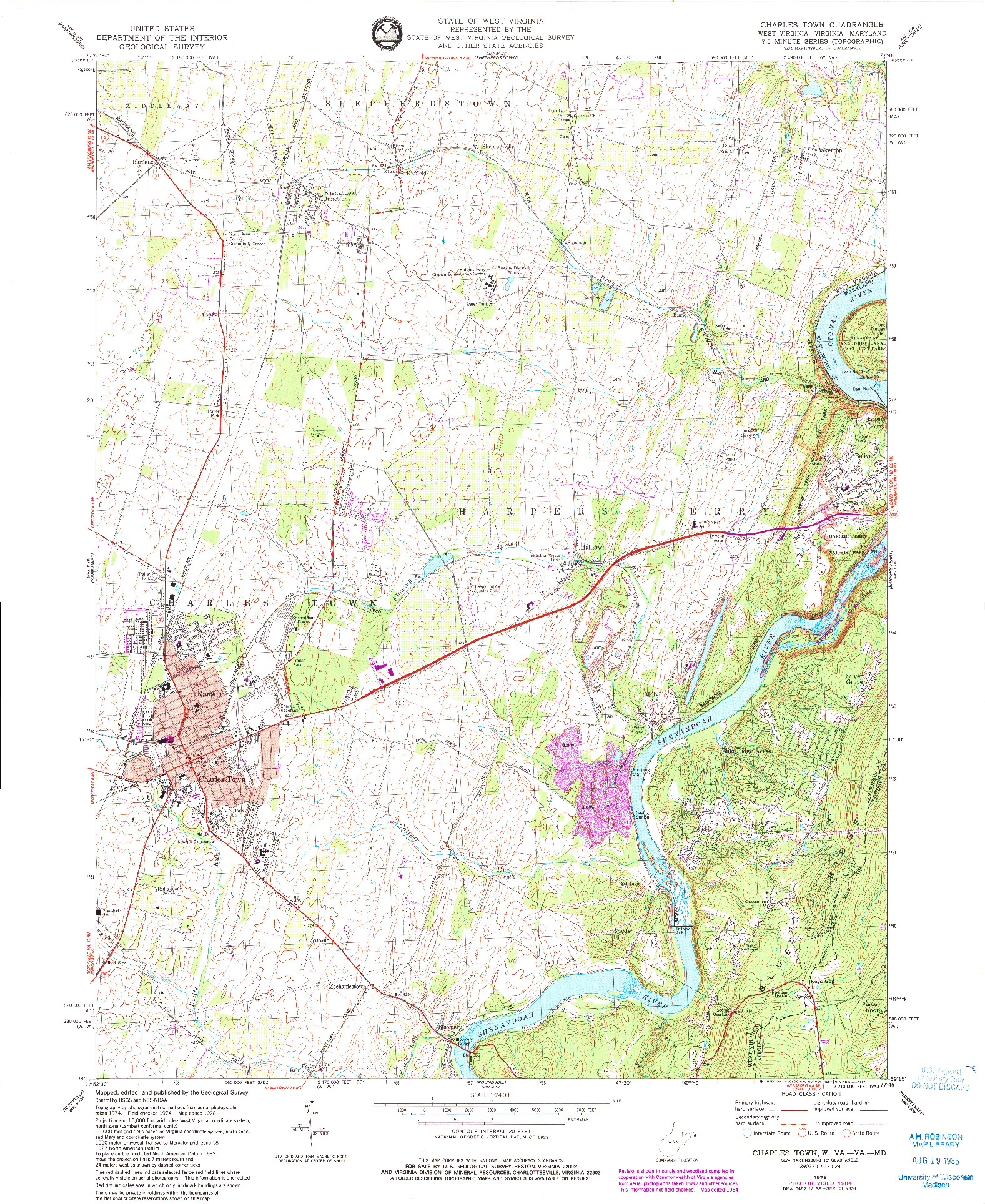 USGS 1:24000-SCALE QUADRANGLE FOR CHARLES TOWN, WV 1978