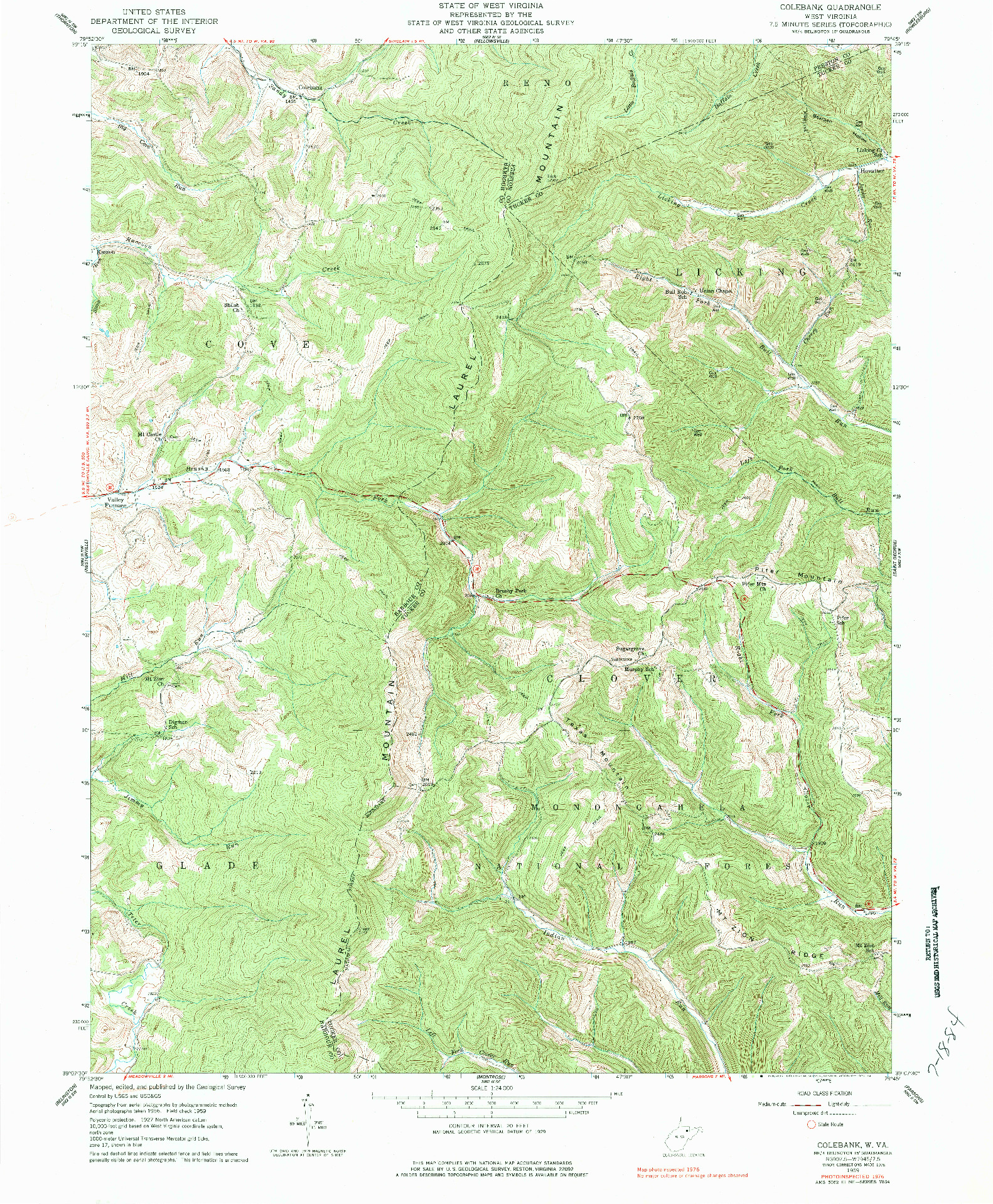 USGS 1:24000-SCALE QUADRANGLE FOR COLEBANK, WV 1959