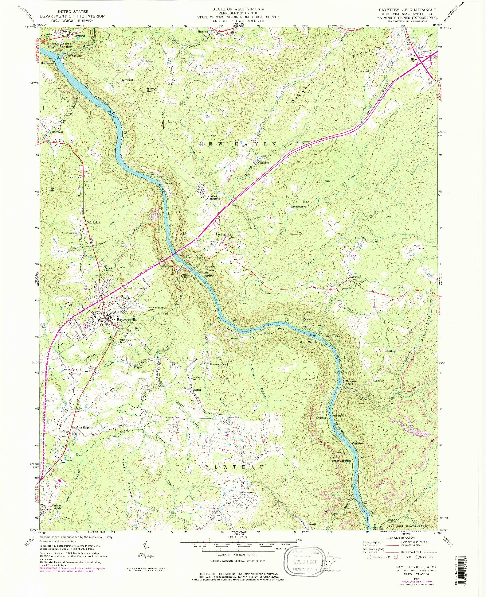 USGS 1:24000-SCALE QUADRANGLE FOR FAYETTEVILLE, WV 1969