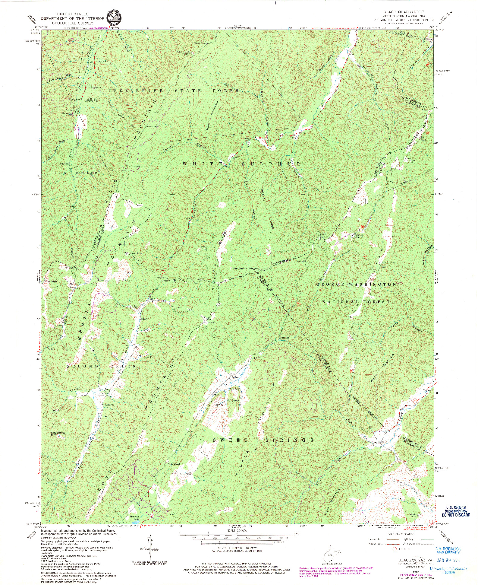 USGS 1:24000-SCALE QUADRANGLE FOR GLACE, WV 1966