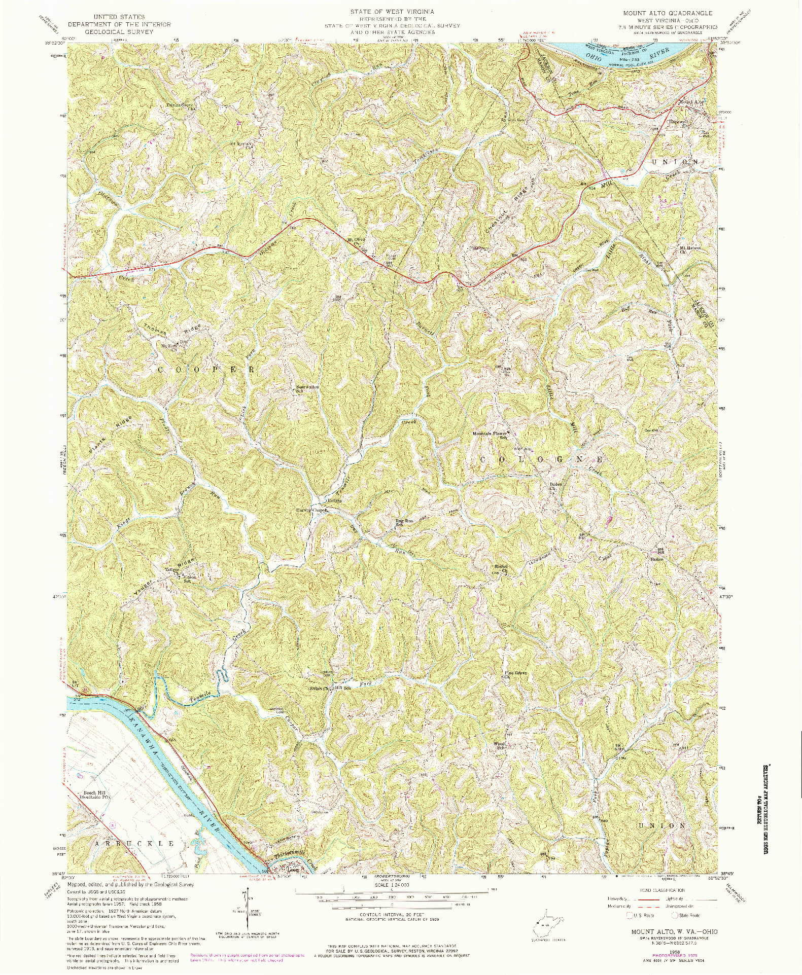 USGS 1:24000-SCALE QUADRANGLE FOR MOUNT ALTO, WV 1958