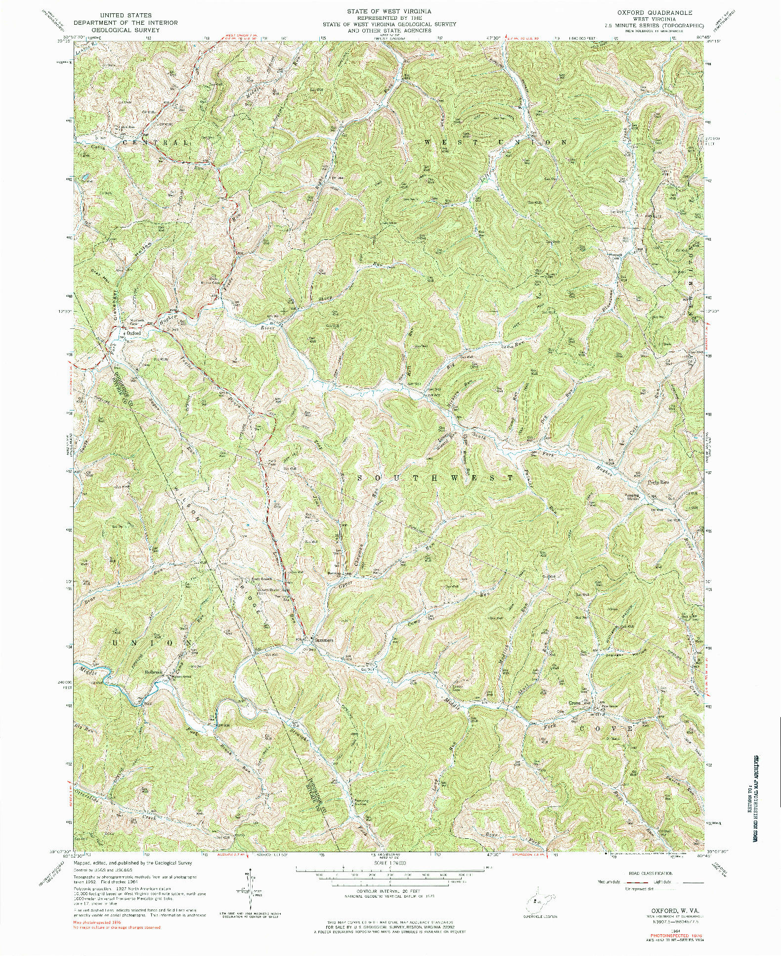 USGS 1:24000-SCALE QUADRANGLE FOR OXFORD, WV 1964