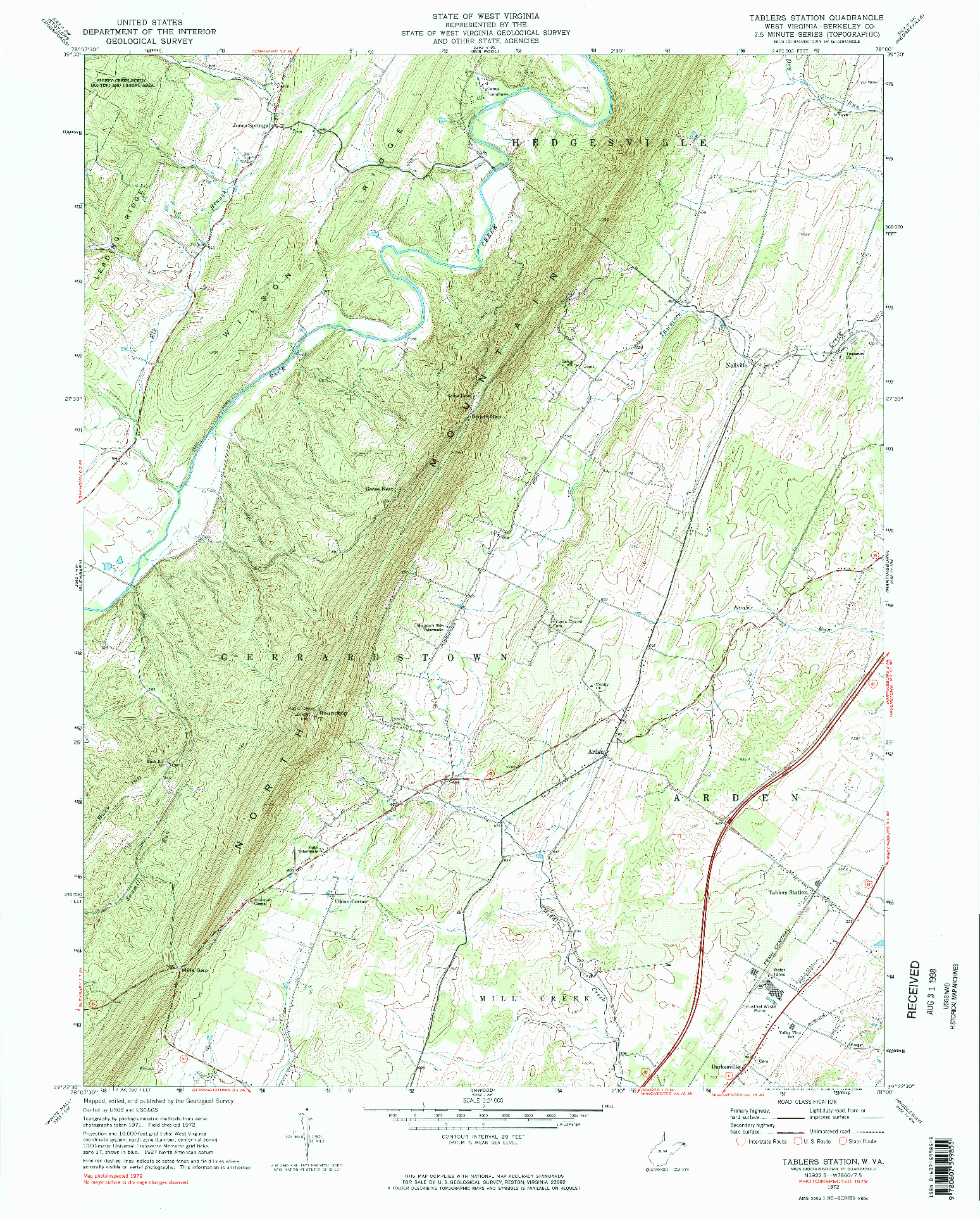USGS 1:24000-SCALE QUADRANGLE FOR TABLERS STATION, WV 1972