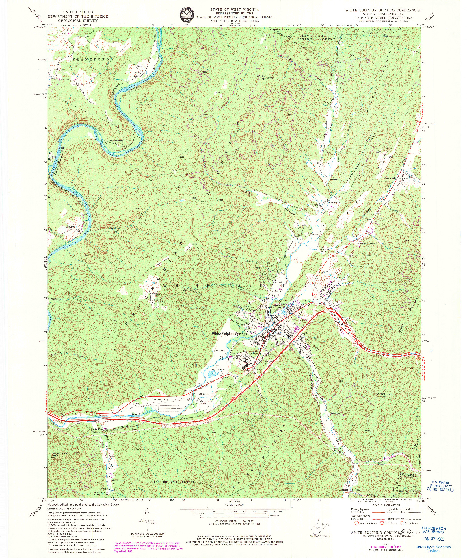 USGS 1:24000-SCALE QUADRANGLE FOR WHITE SULPHUR SPRINGS, WV 1972