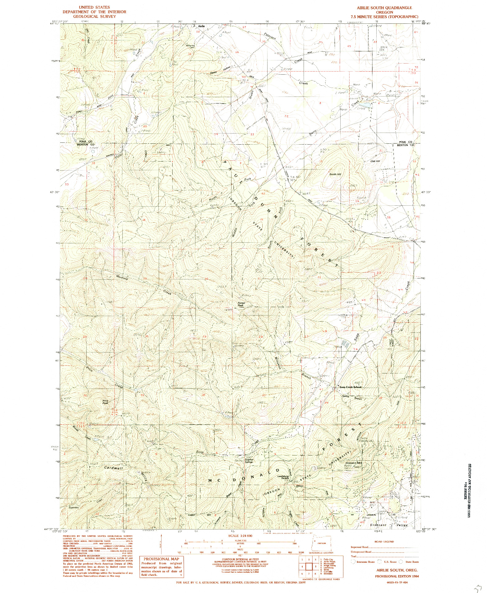 USGS 1:24000-SCALE QUADRANGLE FOR AIRLIE SOUTH, OR 1984