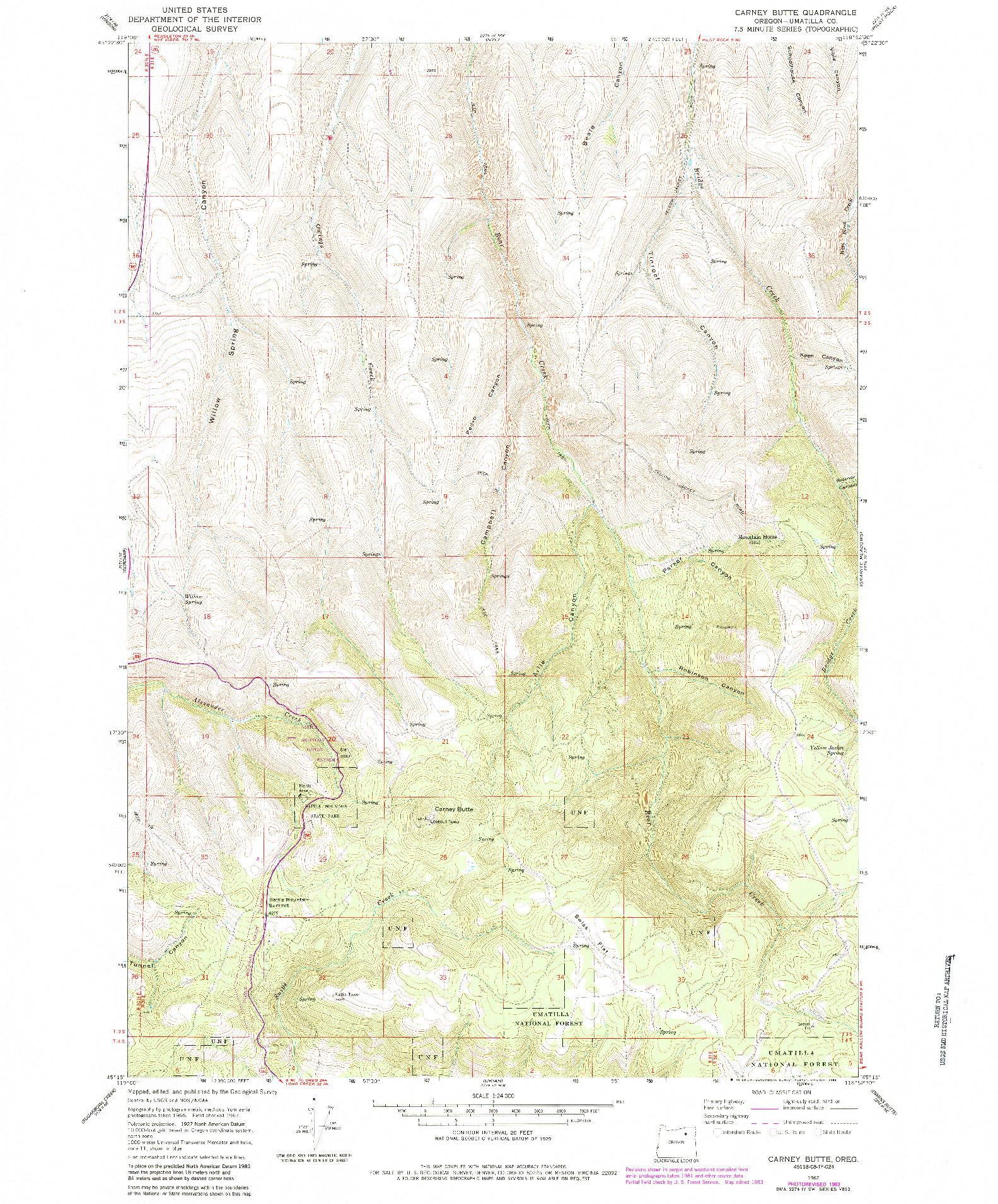 USGS 1:24000-SCALE QUADRANGLE FOR CARNEY BUTTE, OR 1967