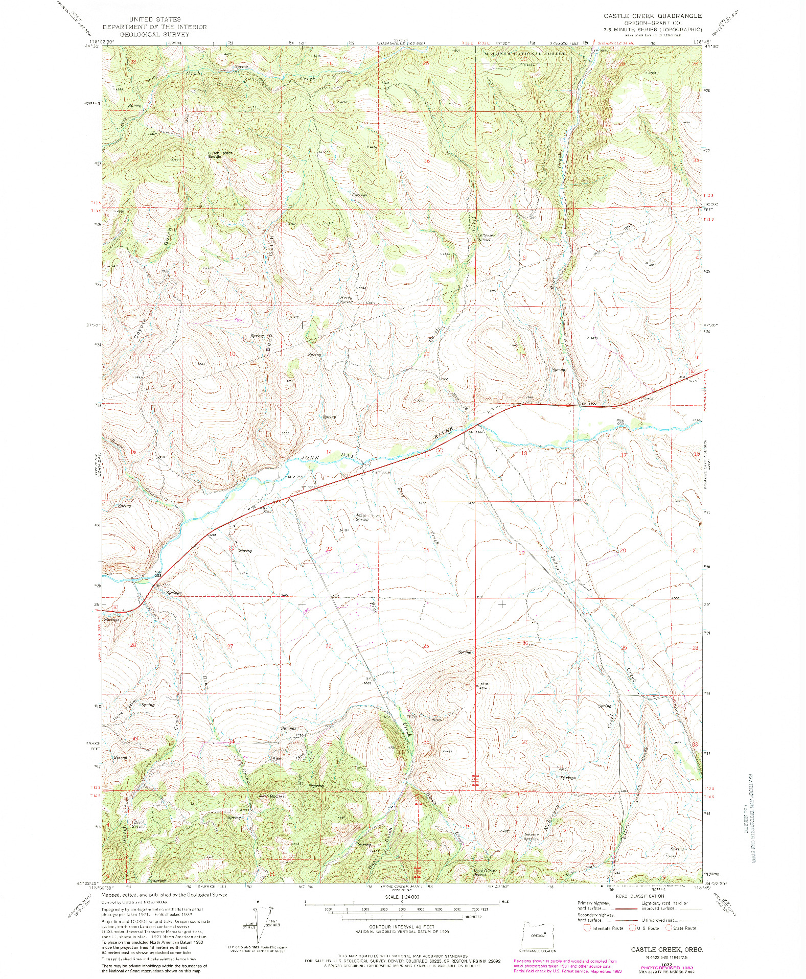 USGS 1:24000-SCALE QUADRANGLE FOR CASTLE CREEK, OR 1972