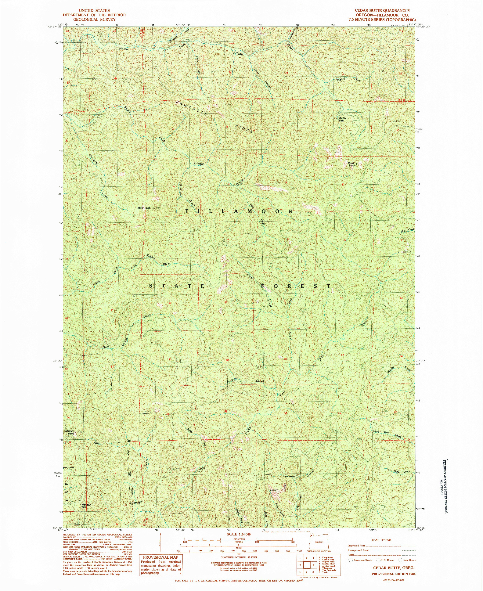 USGS 1:24000-SCALE QUADRANGLE FOR CEDAR BUTTE, OR 1984