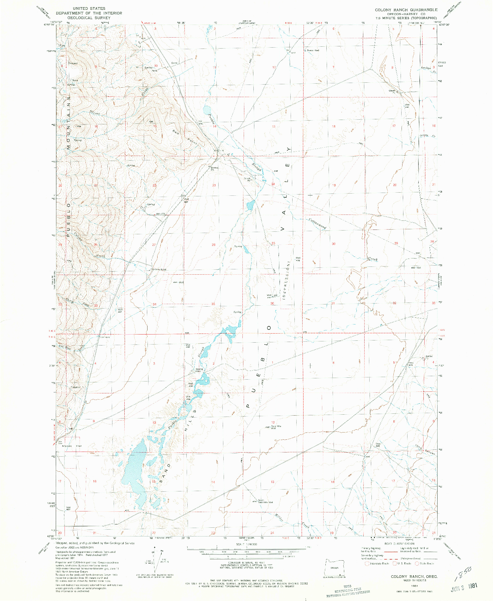 USGS 1:24000-SCALE QUADRANGLE FOR COLONY RANCH, OR 1981