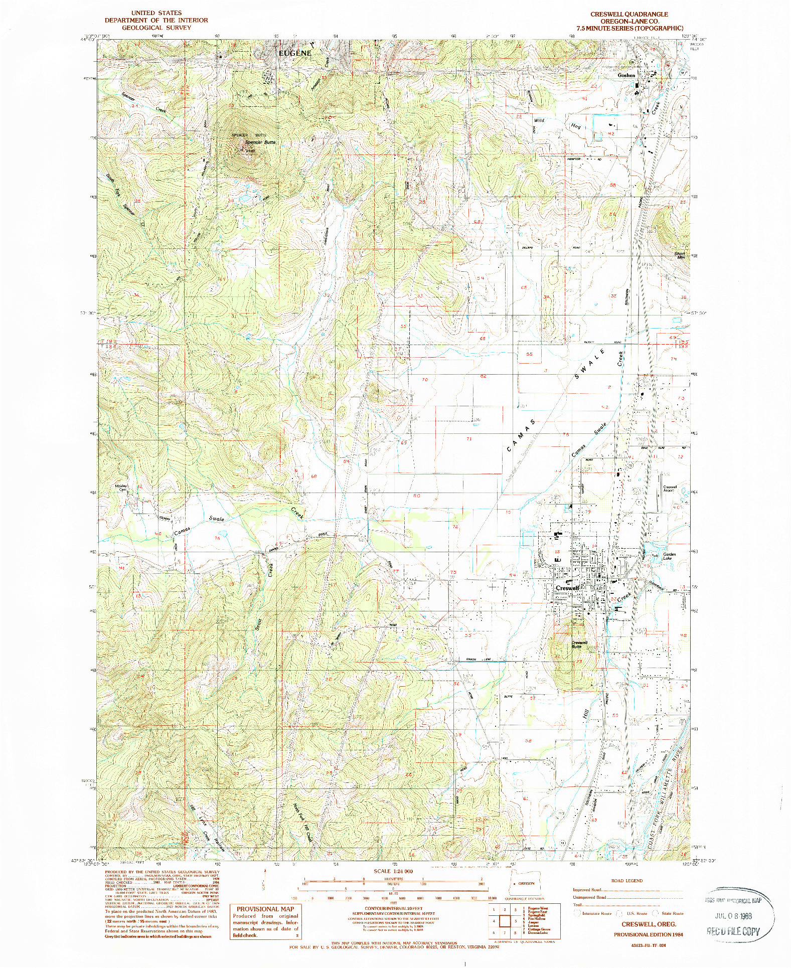 USGS 1:24000-SCALE QUADRANGLE FOR CRESWELL, OR 1984