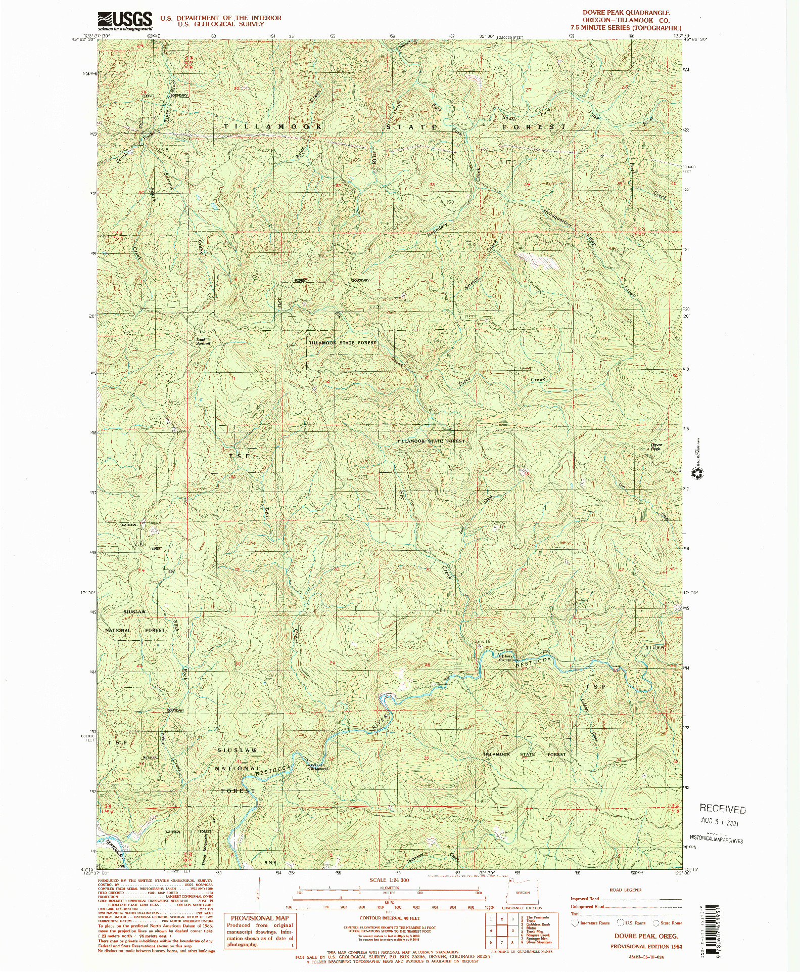 USGS 1:24000-SCALE QUADRANGLE FOR DOVRE PEAK, OR 1984