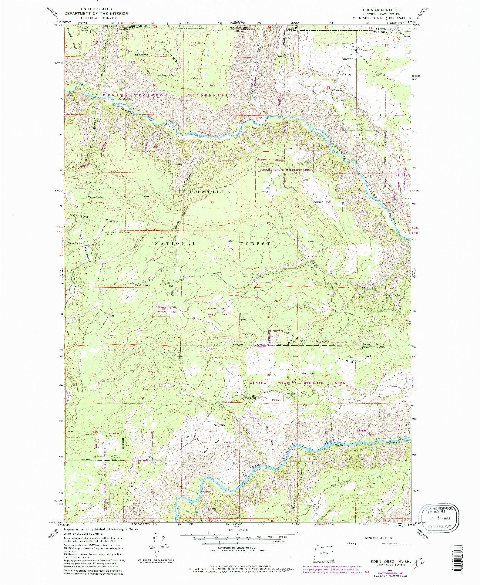 USGS 1:24000-SCALE QUADRANGLE FOR EDEN, OR 1967