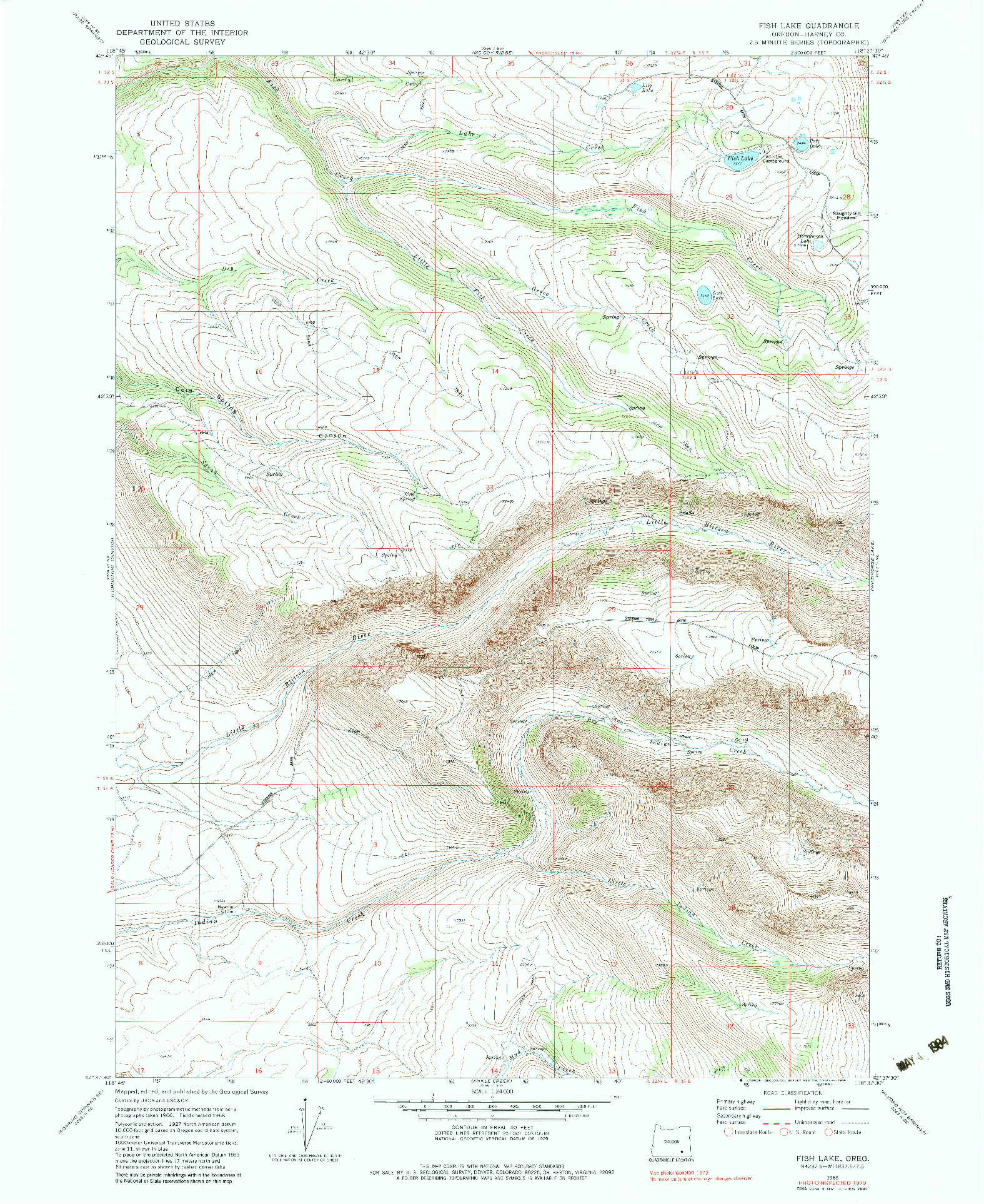 USGS 1:24000-SCALE QUADRANGLE FOR FISH LAKE, OR 1968