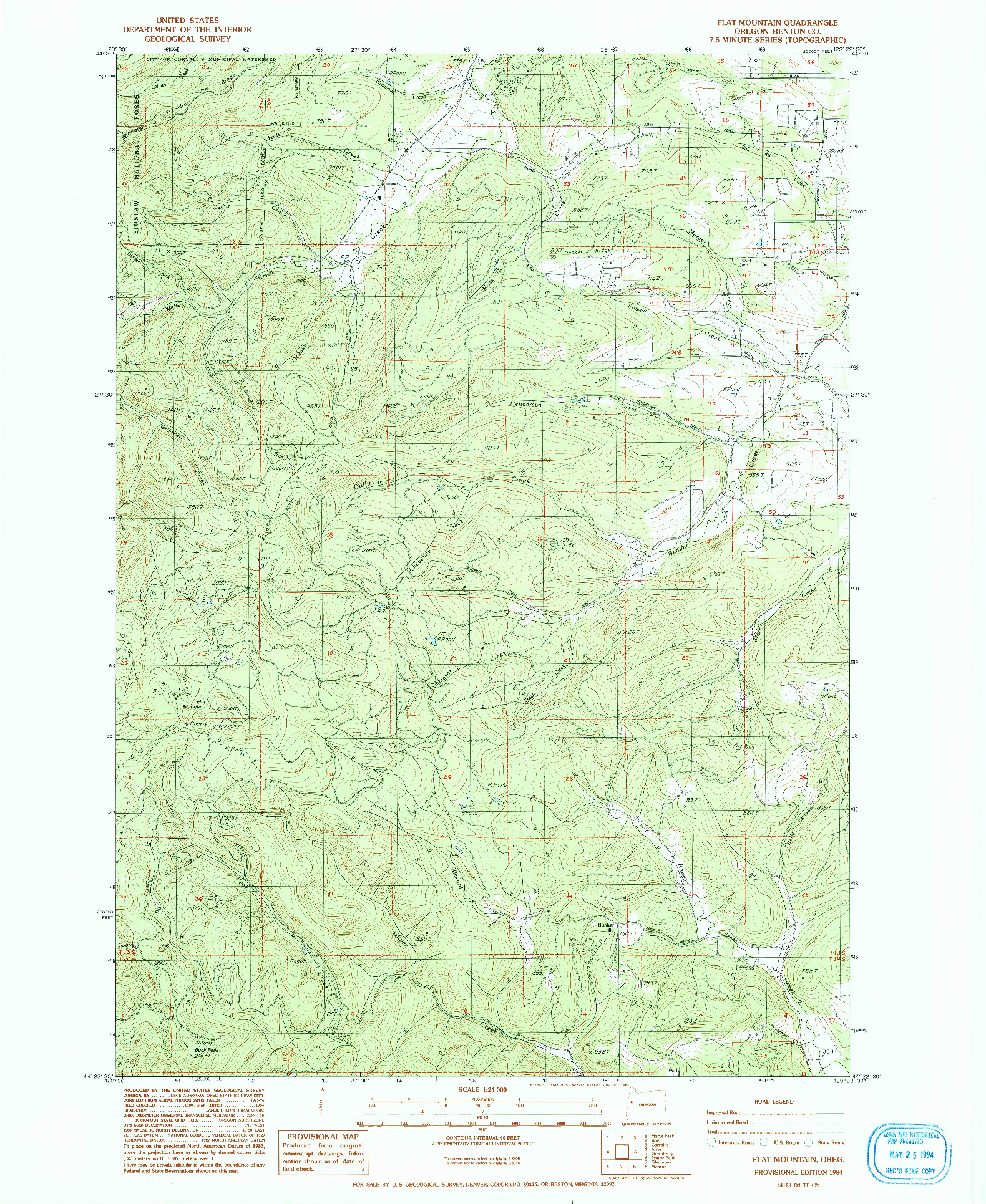 USGS 1:24000-SCALE QUADRANGLE FOR FLAT MOUNTAIN, OR 1984
