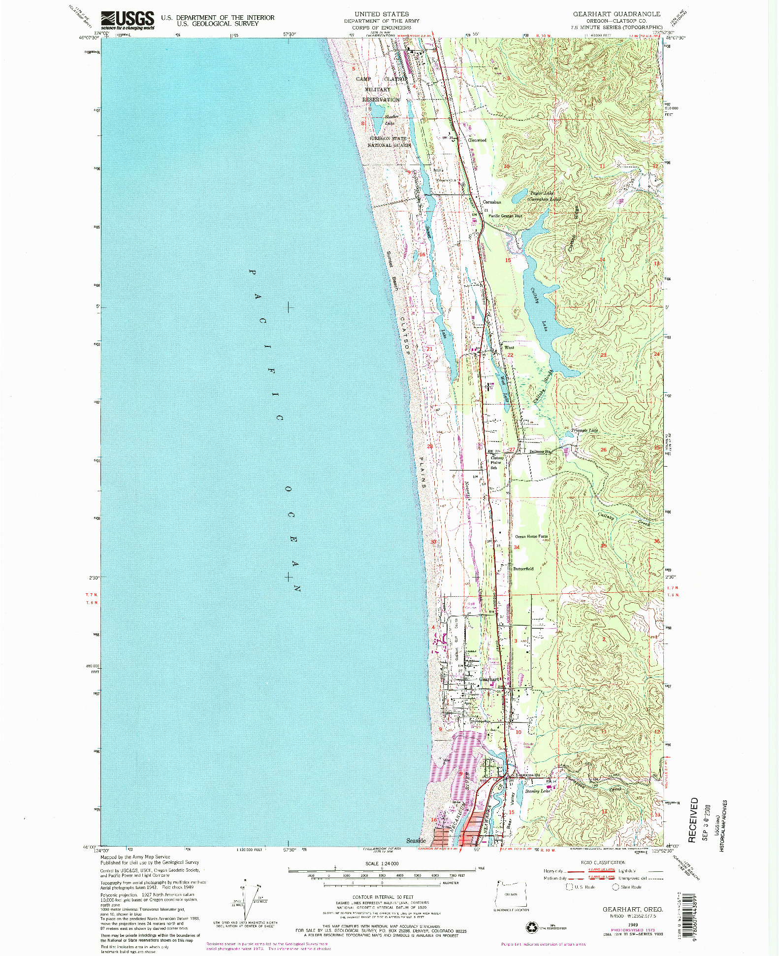 USGS 1:24000-SCALE QUADRANGLE FOR GEARHART, OR 1949