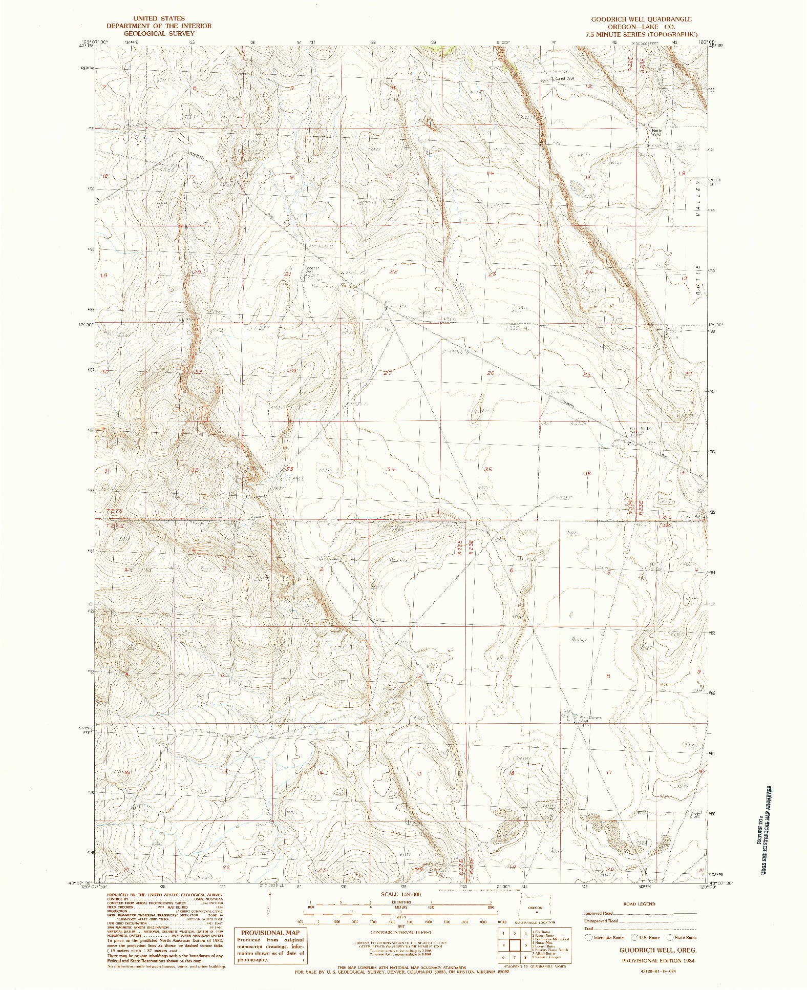 USGS 1:24000-SCALE QUADRANGLE FOR GOODRICH WELL, OR 1984