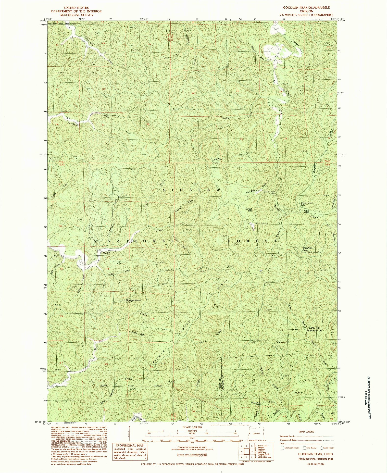 USGS 1:24000-SCALE QUADRANGLE FOR GOODWIN PEAK, OR 1984