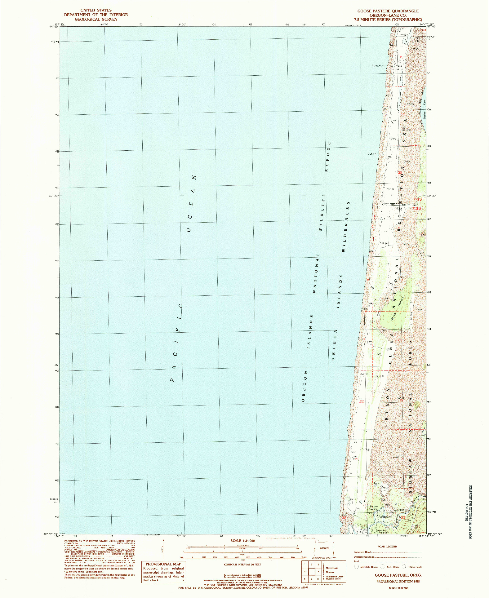 USGS 1:24000-SCALE QUADRANGLE FOR GOOSE PASTURE, OR 1984