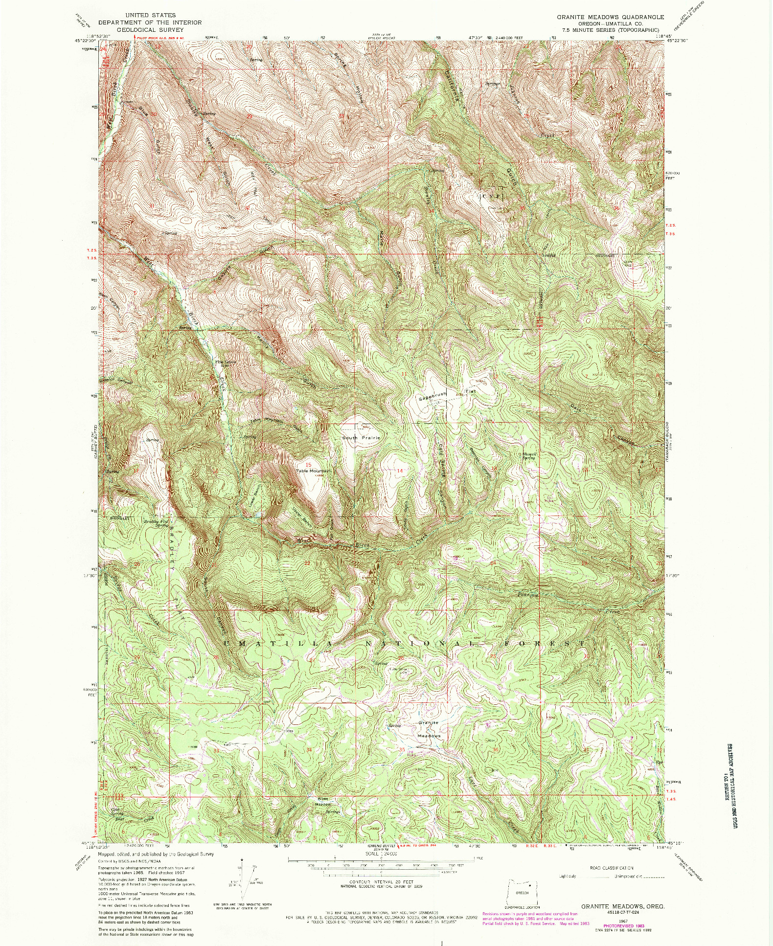 USGS 1:24000-SCALE QUADRANGLE FOR GRANITE MEADOWS, OR 1967
