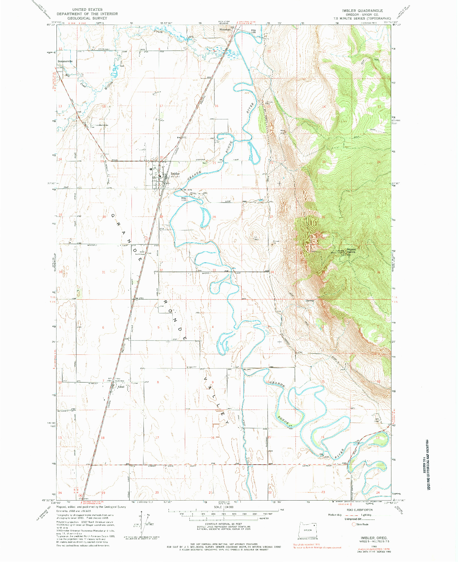 USGS 1:24000-SCALE QUADRANGLE FOR IMBLER, OR 1965