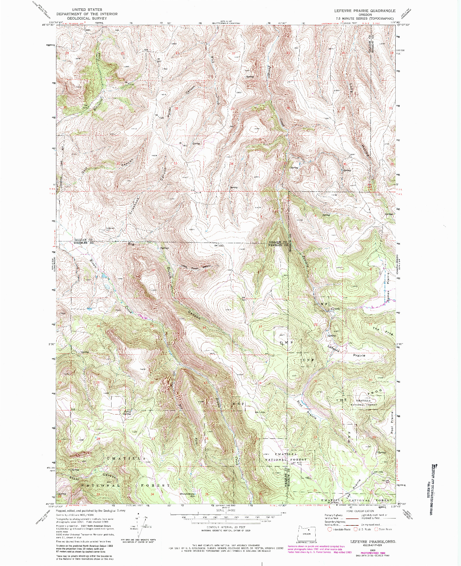 USGS 1:24000-SCALE QUADRANGLE FOR LEFEVRE PRAIRIE, OR 1969