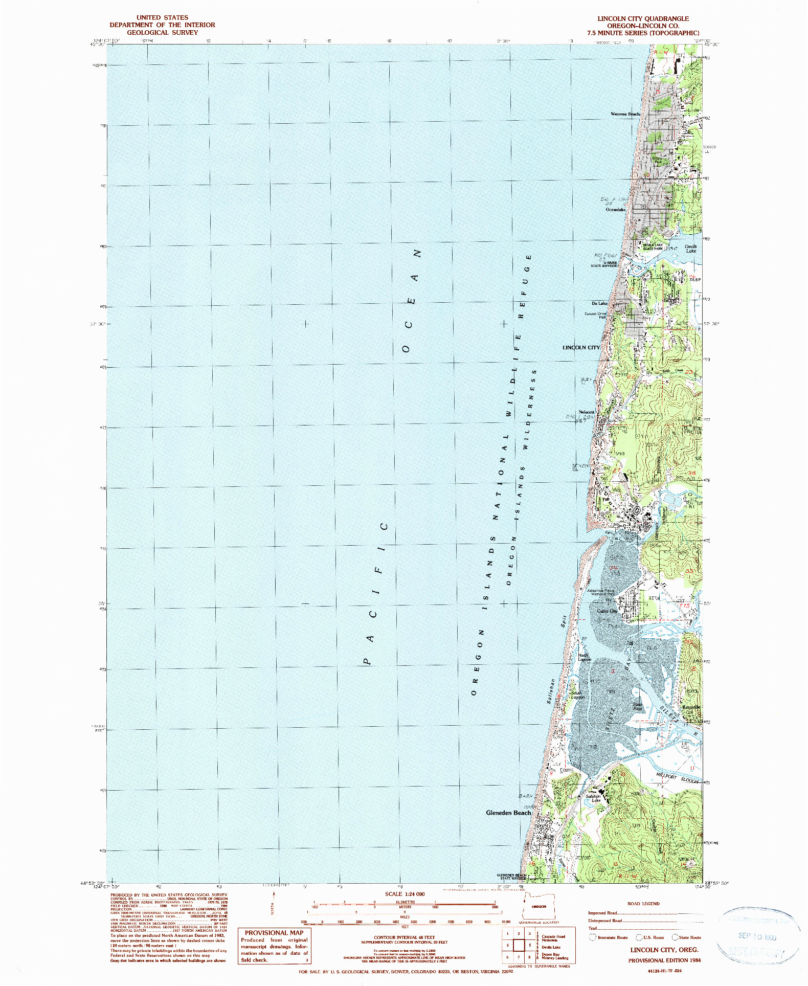 USGS 1:24000-SCALE QUADRANGLE FOR LINCOLN CITY, OR 1984