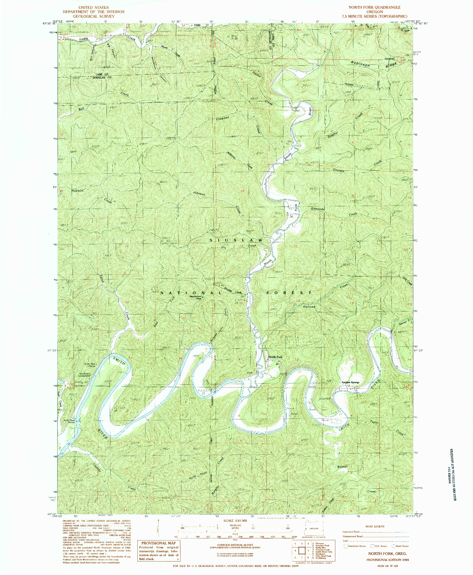 USGS 1:24000-SCALE QUADRANGLE FOR NORTH FORK, OR 1984