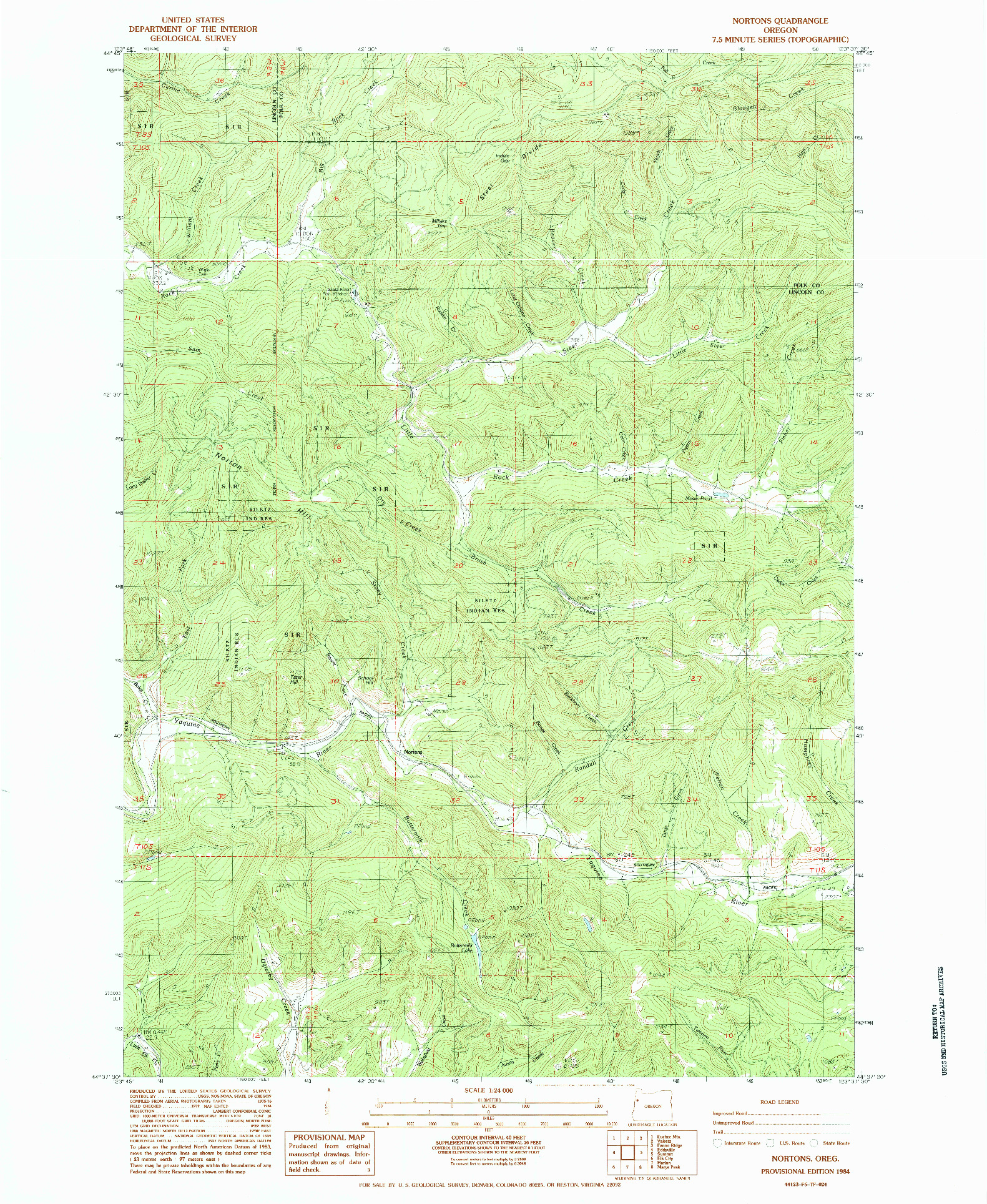 USGS 1:24000-SCALE QUADRANGLE FOR NORTONS, OR 1984