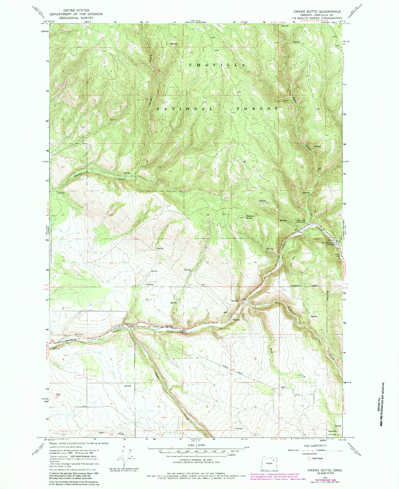 USGS 1:24000-SCALE QUADRANGLE FOR OWENS BUTTE, OR 1967