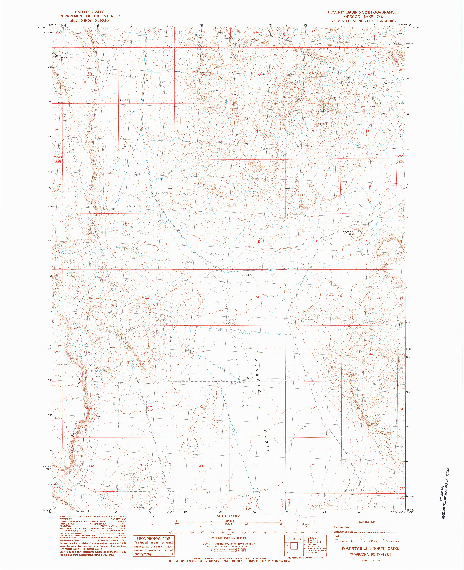 USGS 1:24000-SCALE QUADRANGLE FOR POVERTY BASIN NORTH, OR 1984