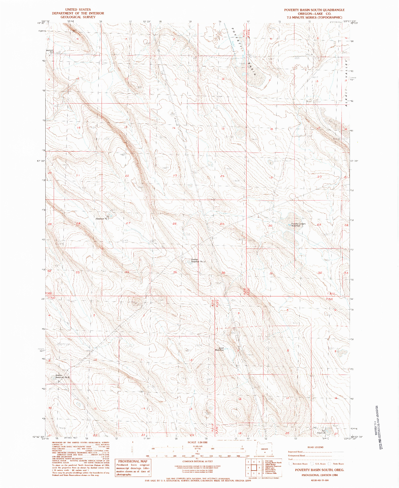 USGS 1:24000-SCALE QUADRANGLE FOR POVERTY BASIN SOUTH, OR 1984