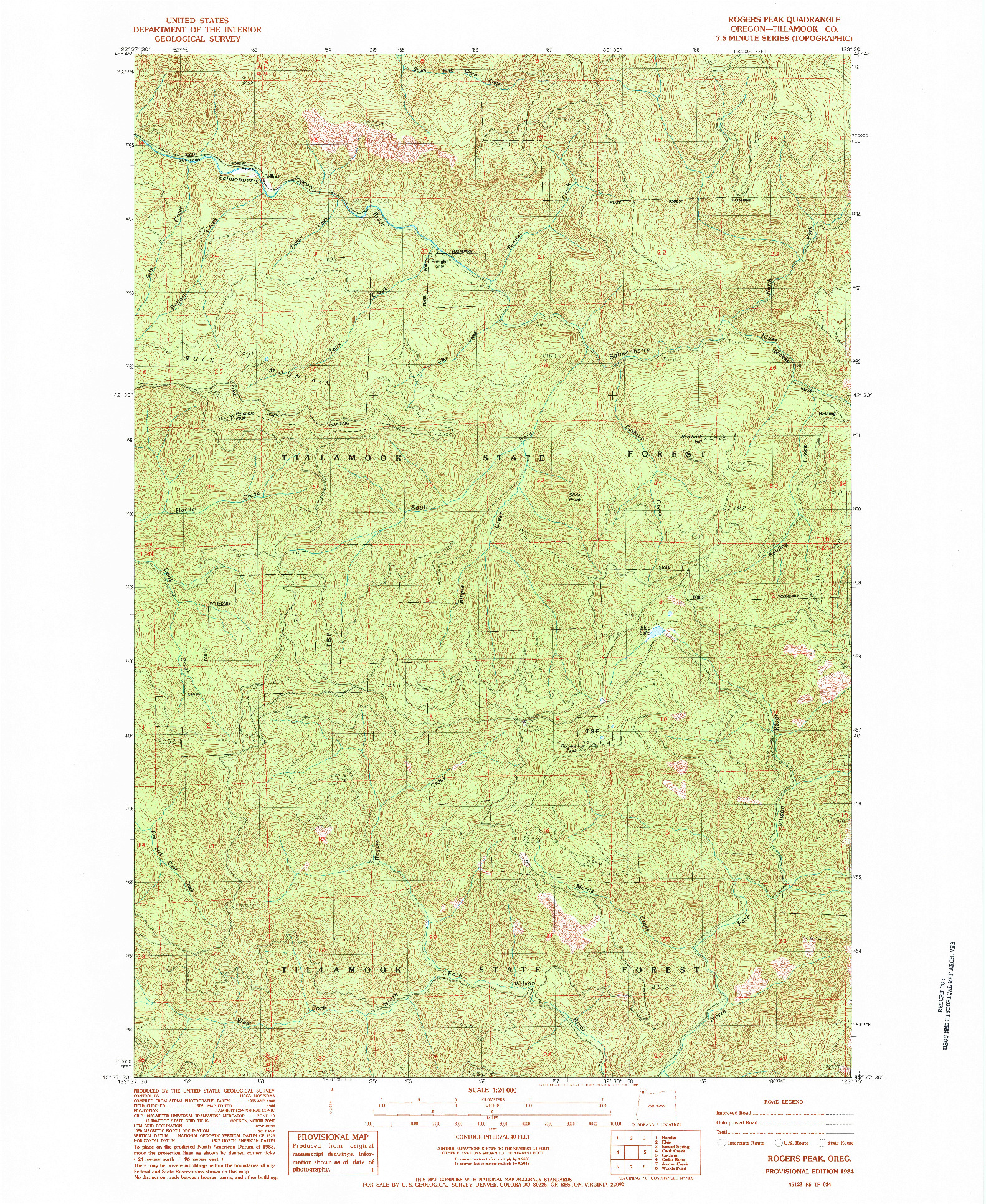 USGS 1:24000-SCALE QUADRANGLE FOR ROGERS PEAK, OR 1984