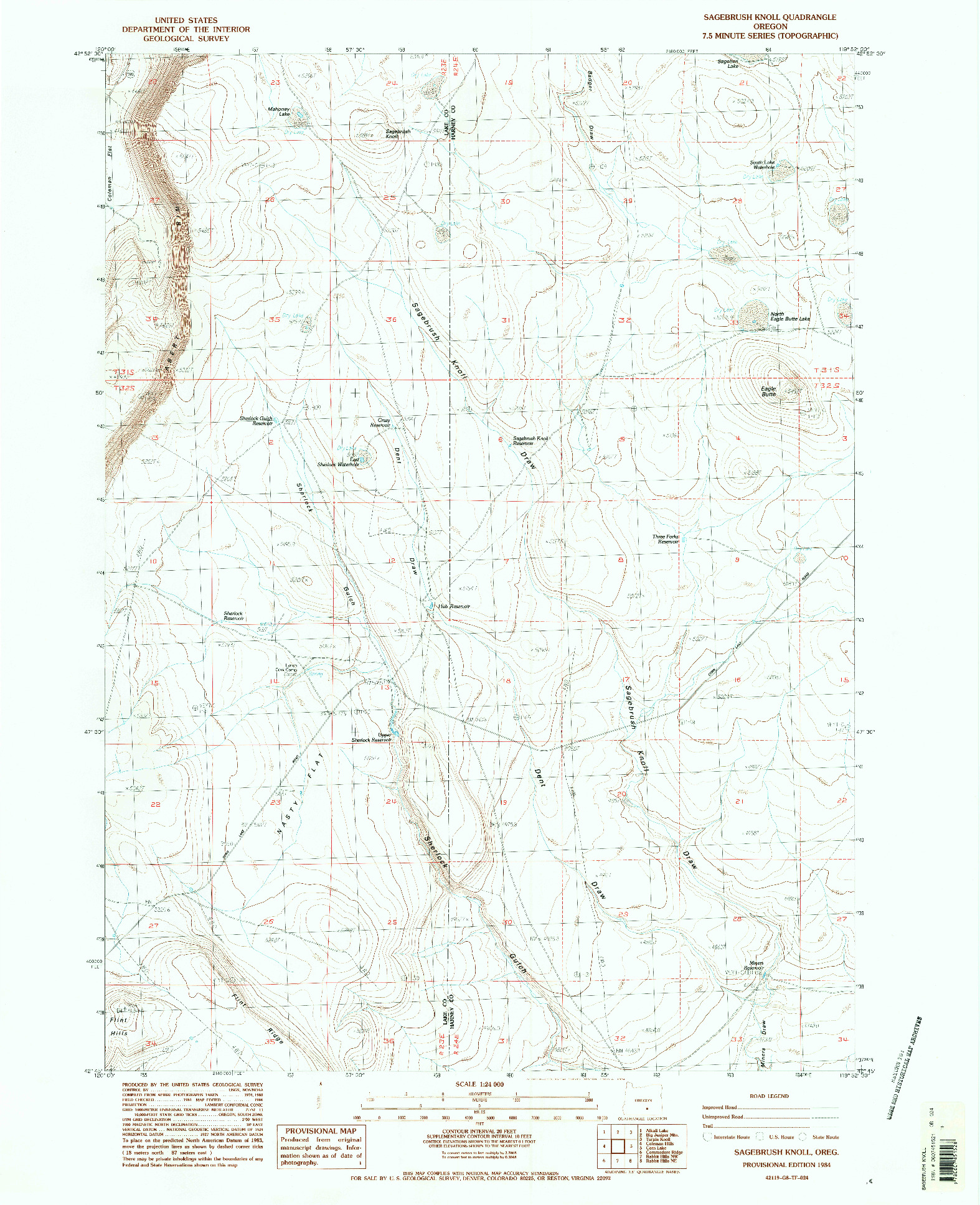 USGS 1:24000-SCALE QUADRANGLE FOR SAGEBRUSH KNOLL, OR 1984