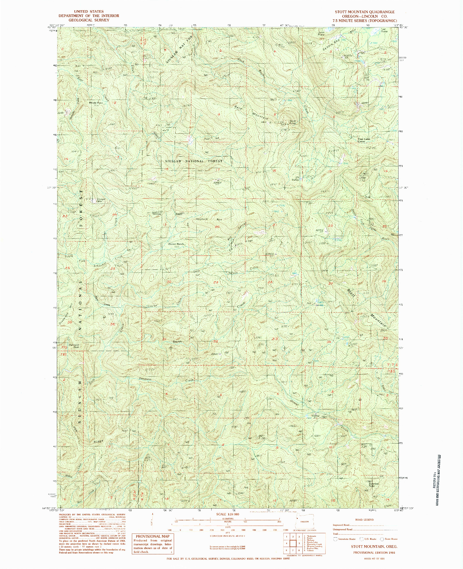 USGS 1:24000-SCALE QUADRANGLE FOR STOTT MOUNTAIN, OR 1984
