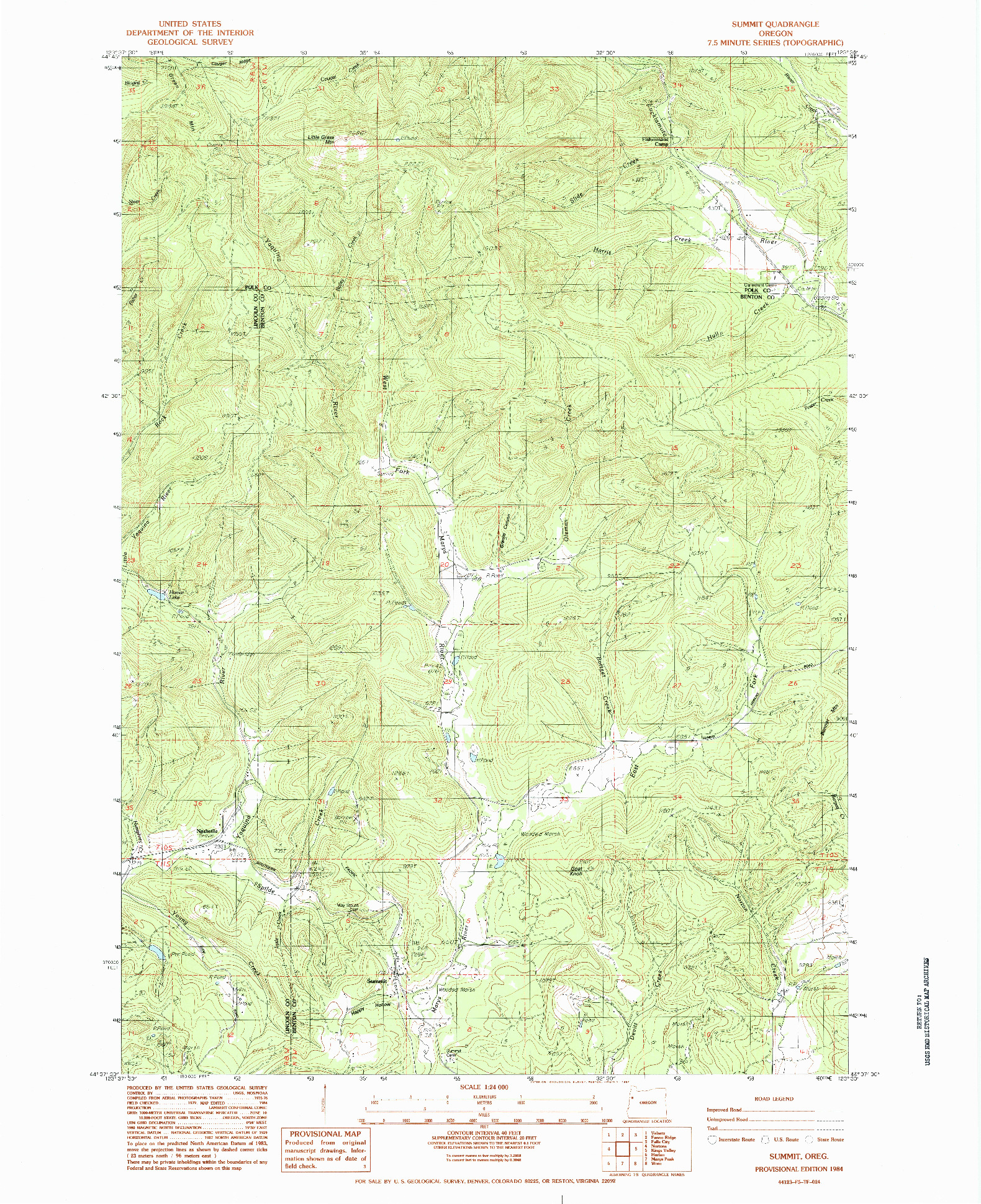 USGS 1:24000-SCALE QUADRANGLE FOR SUMMIT, OR 1984