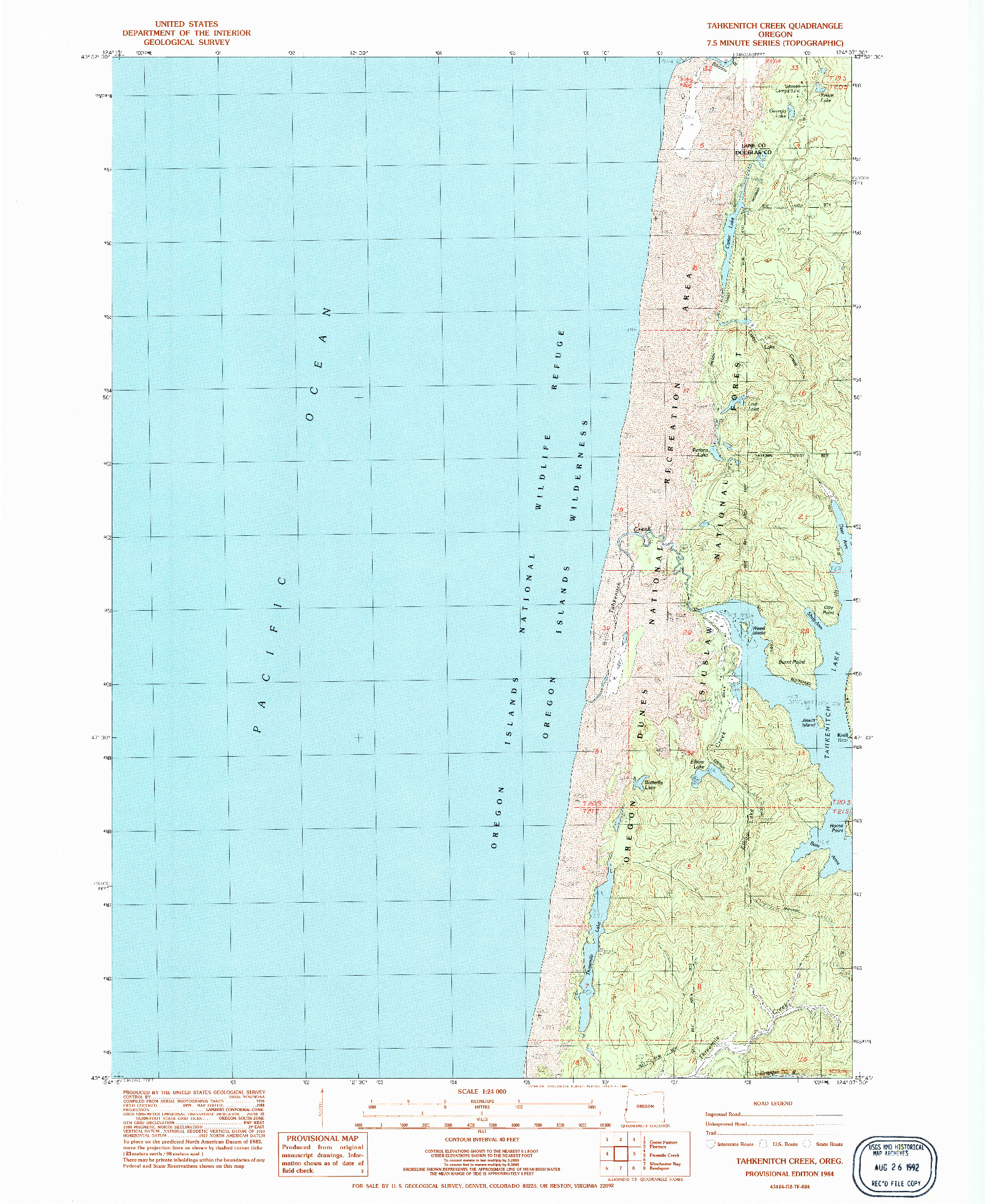 USGS 1:24000-SCALE QUADRANGLE FOR TAHKENITCH CREEK, OR 1984