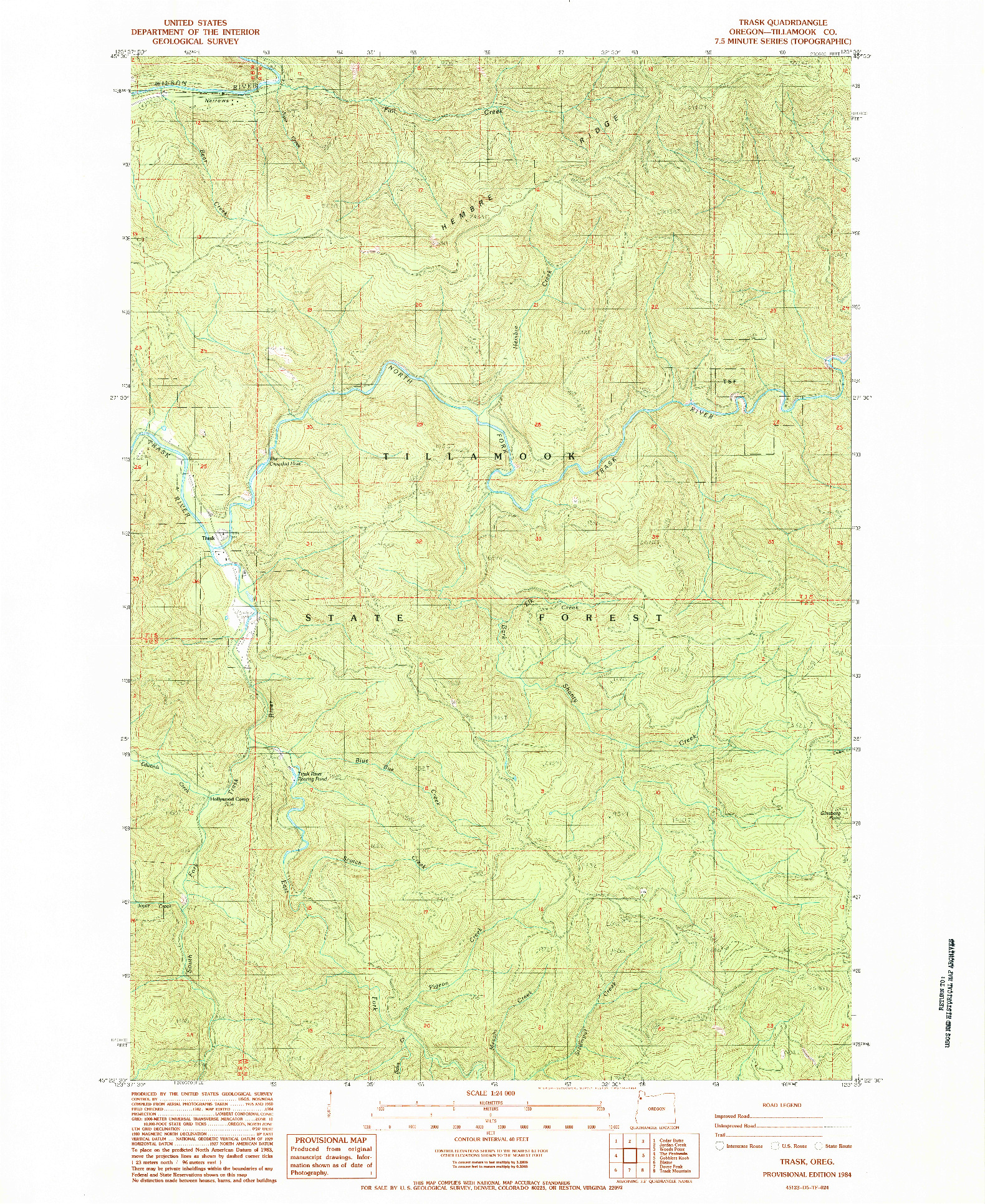 USGS 1:24000-SCALE QUADRANGLE FOR TRASK, OR 1984