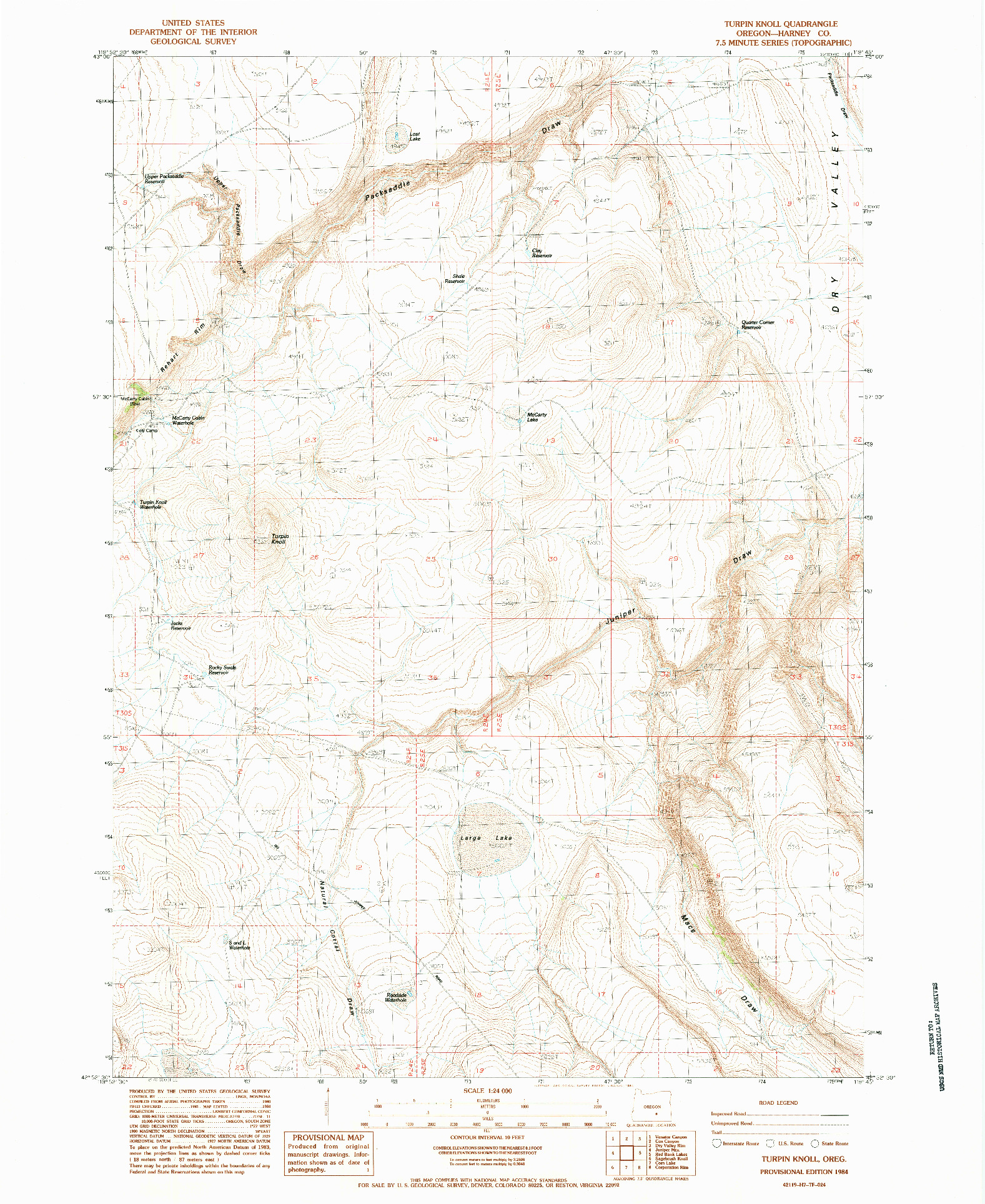 USGS 1:24000-SCALE QUADRANGLE FOR TURPIN KNOLL, OR 1984