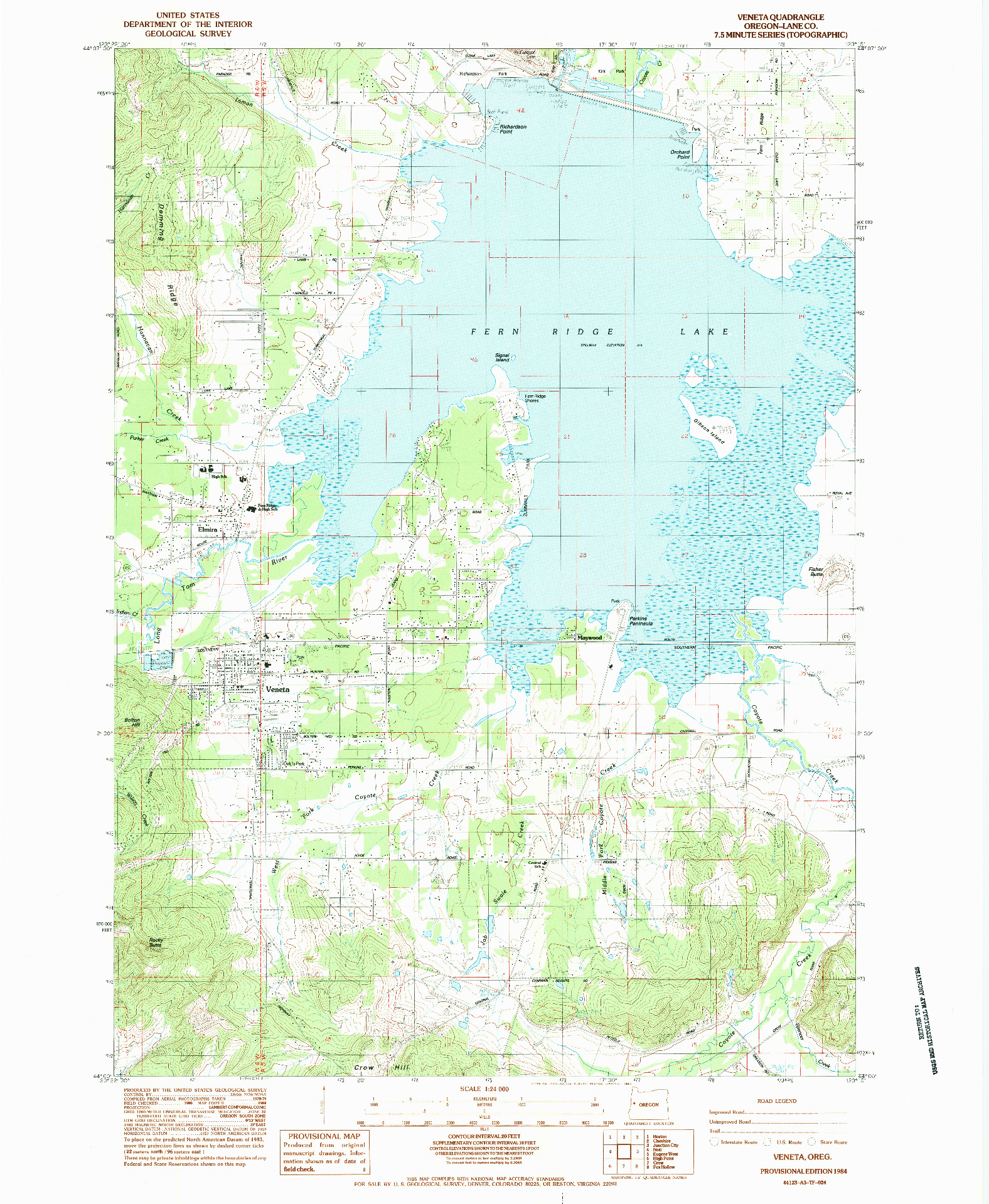 USGS 1:24000-SCALE QUADRANGLE FOR VENETA, OR 1984