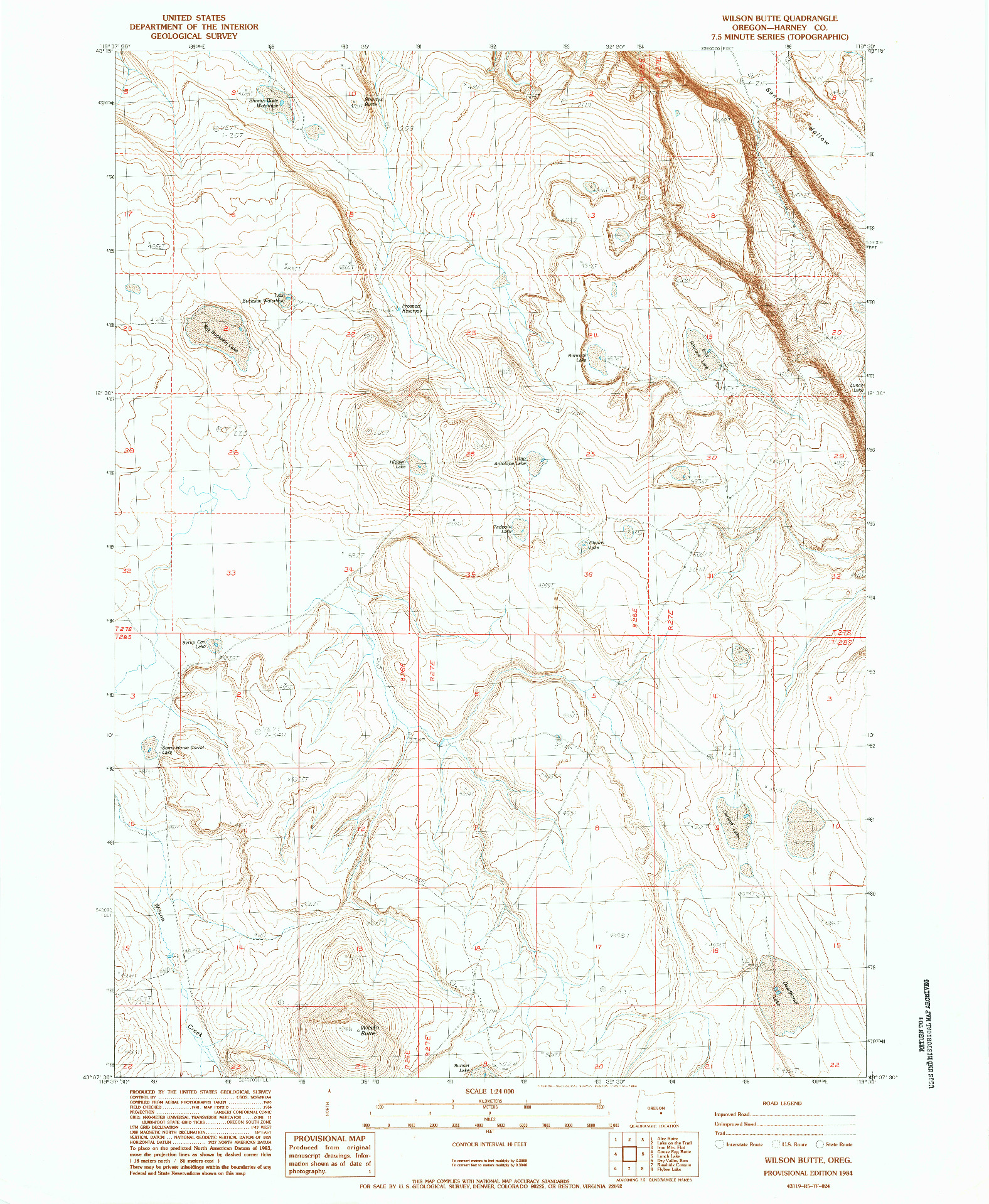 USGS 1:24000-SCALE QUADRANGLE FOR WILSON BUTTE, OR 1984