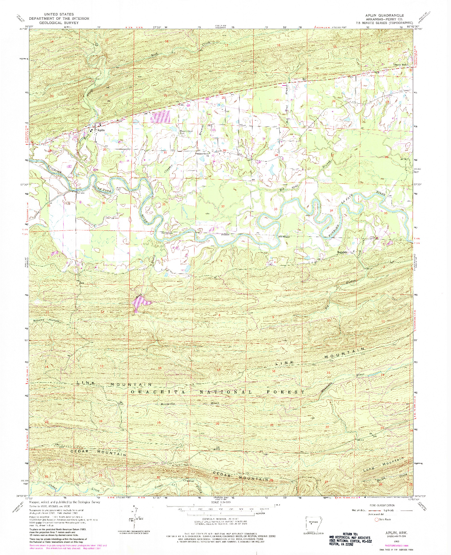 USGS 1:24000-SCALE QUADRANGLE FOR APLIN, AR 1963