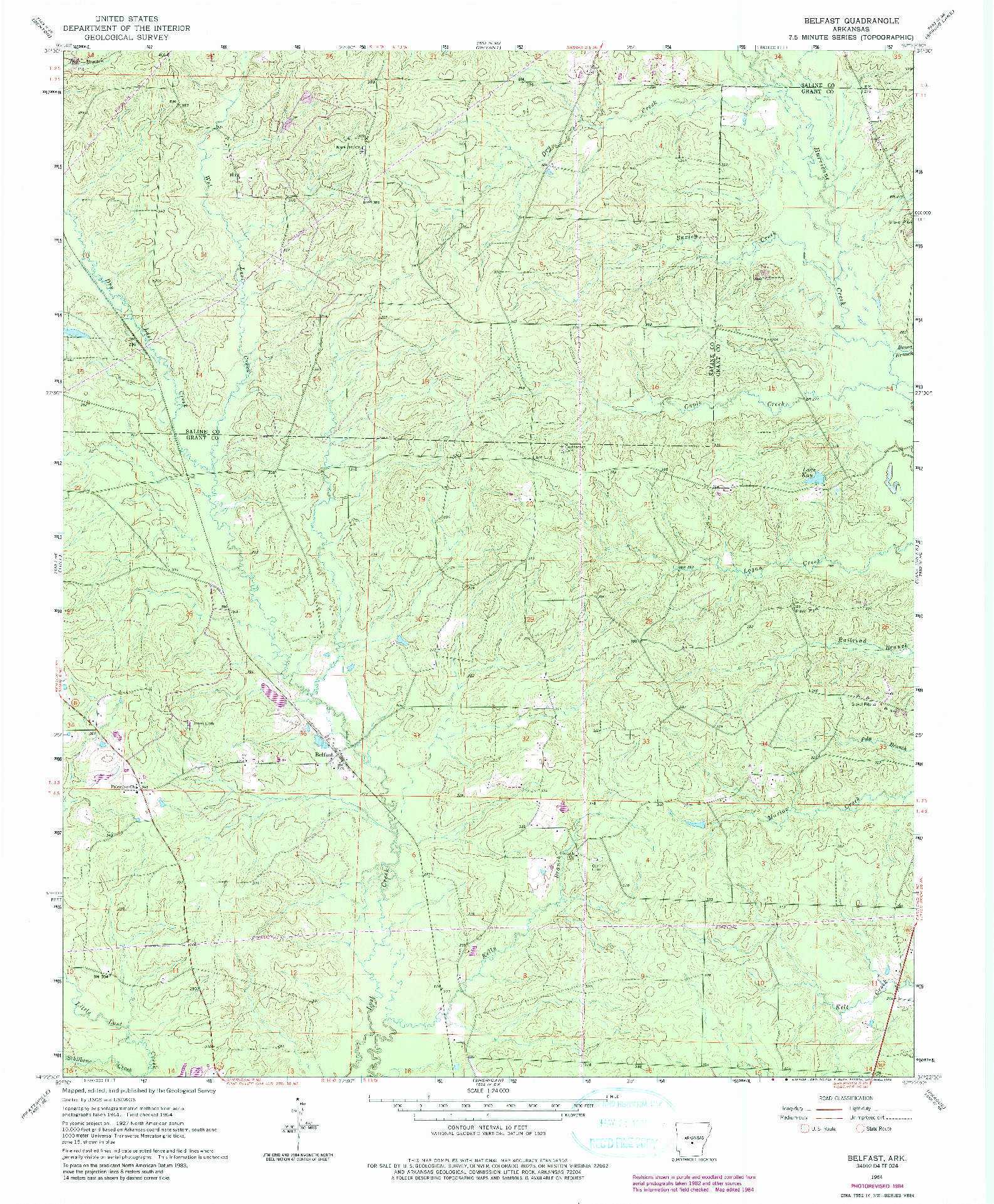 USGS 1:24000-SCALE QUADRANGLE FOR BELFAST, AR 1964