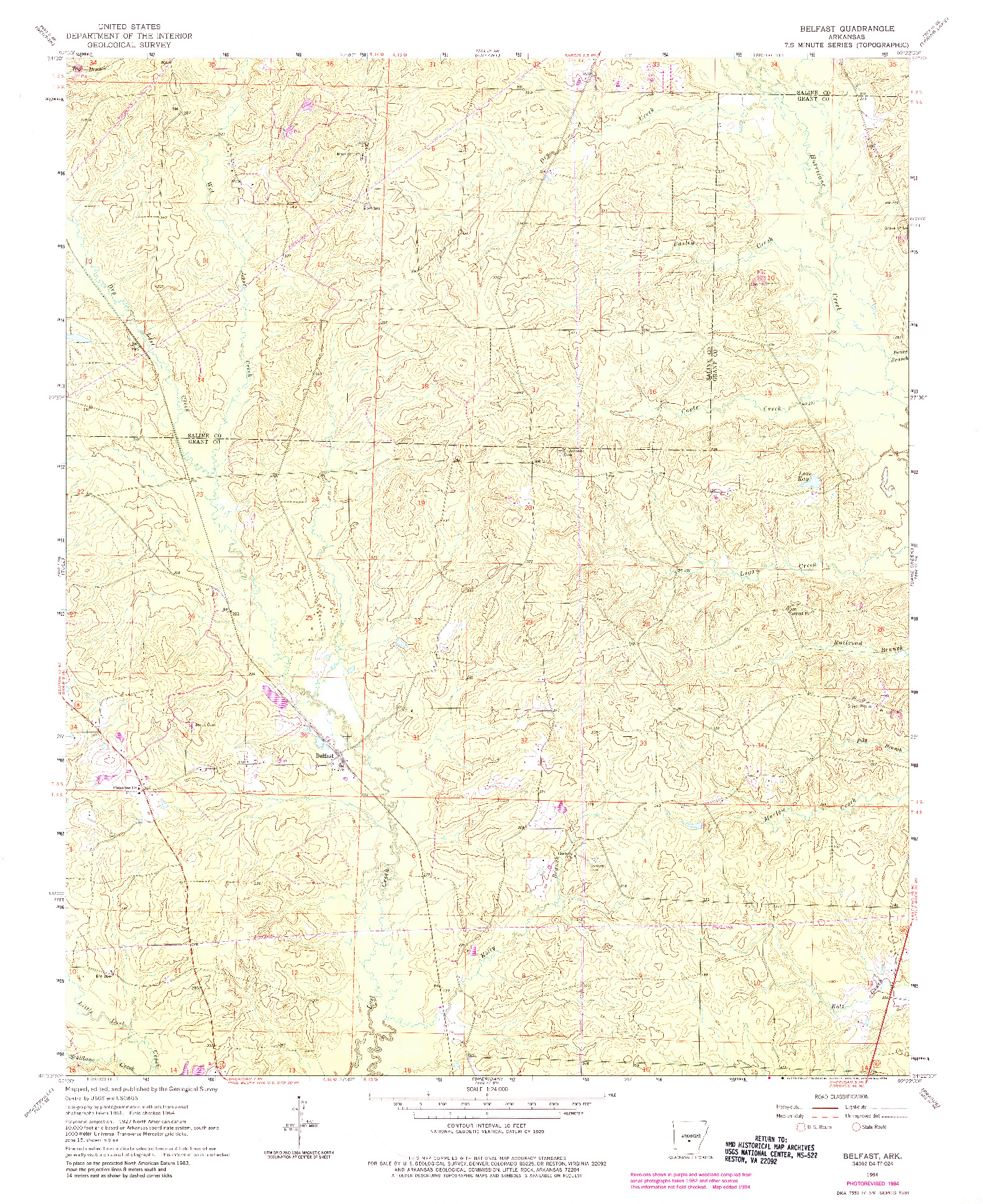 USGS 1:24000-SCALE QUADRANGLE FOR BELFAST, AR 1964