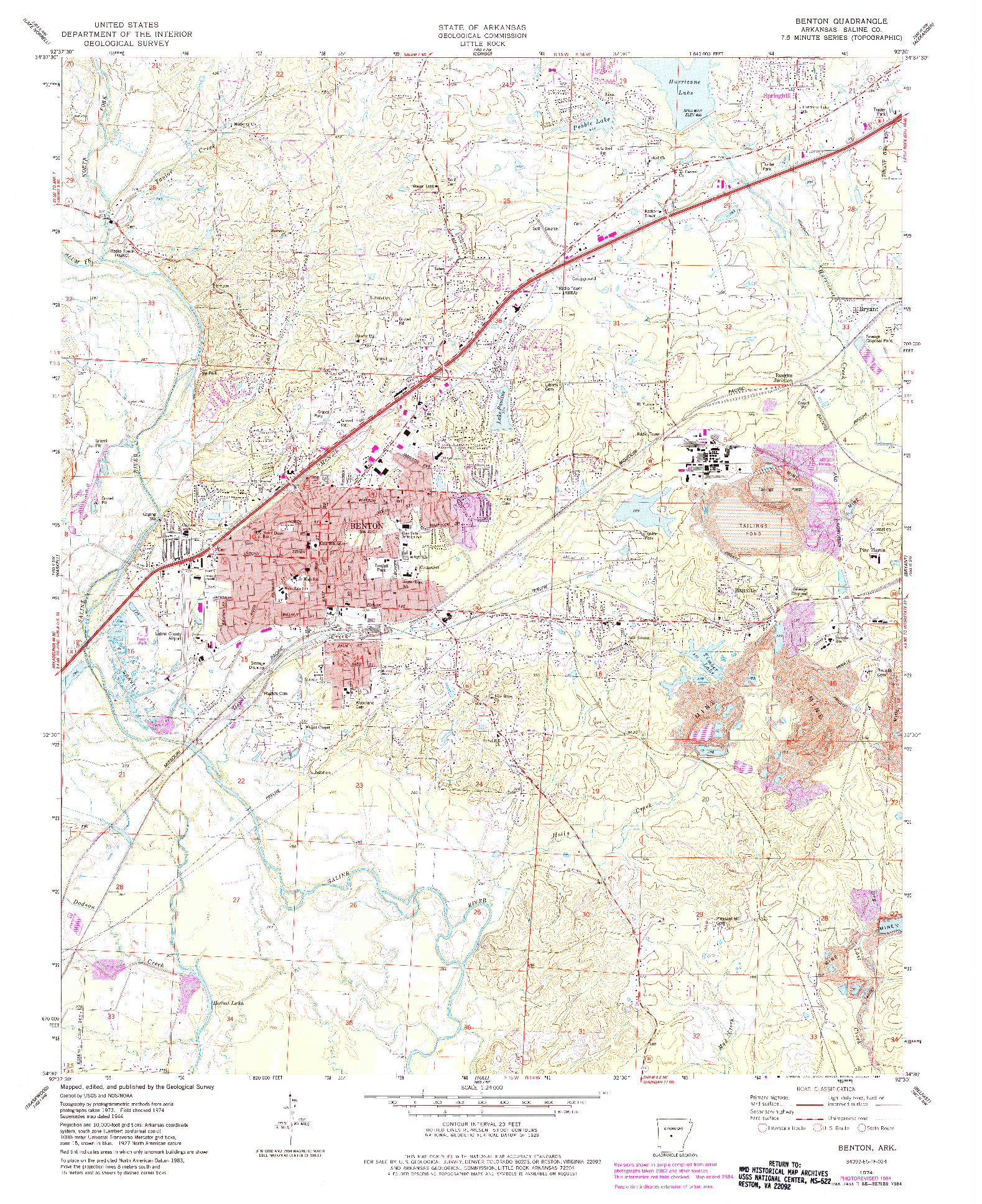 USGS 1:24000-SCALE QUADRANGLE FOR BENTON, AR 1974